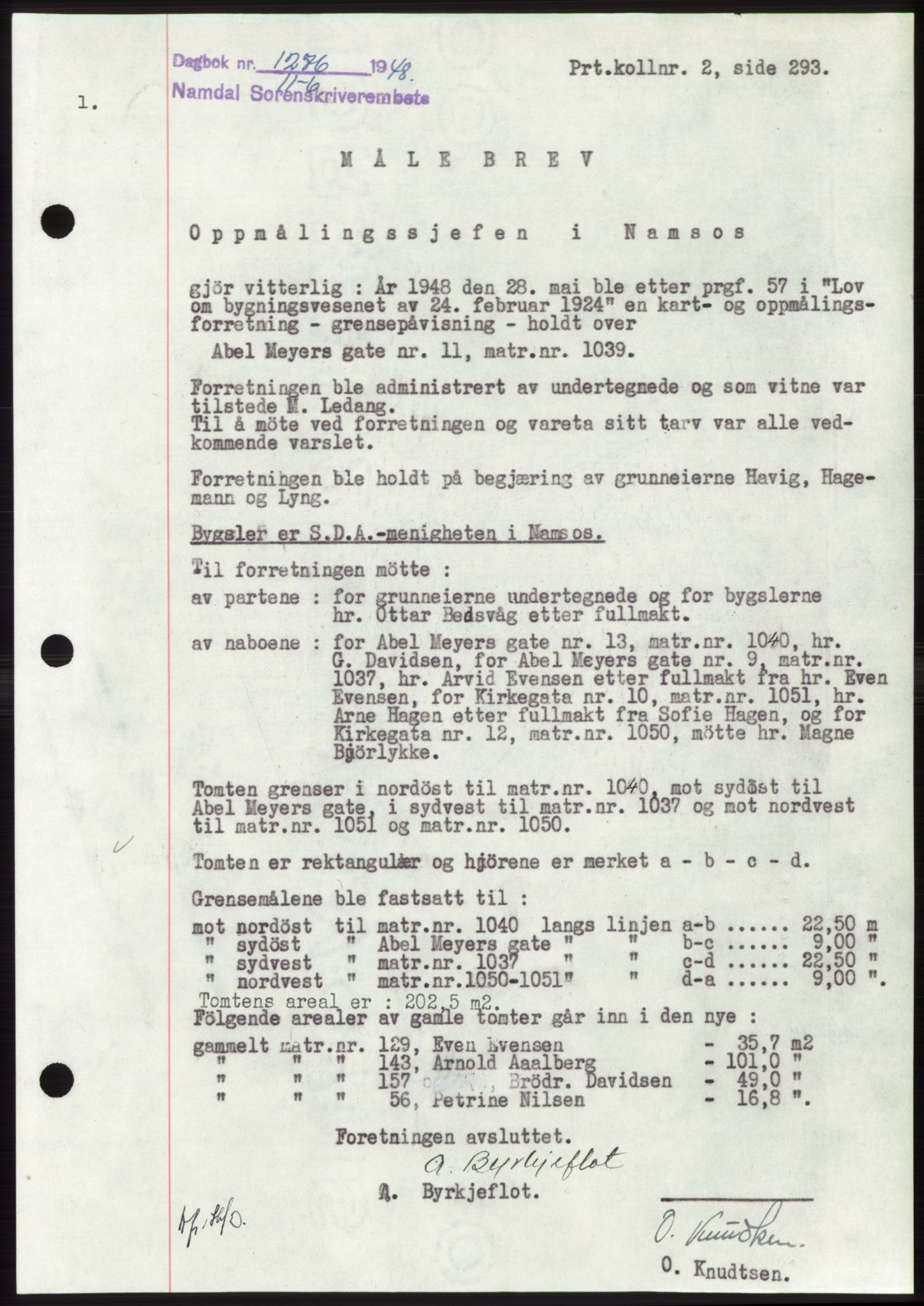 Namdal sorenskriveri, SAT/A-4133/1/2/2C: Pantebok nr. -, 1948-1948, Dagboknr: 1276/1948