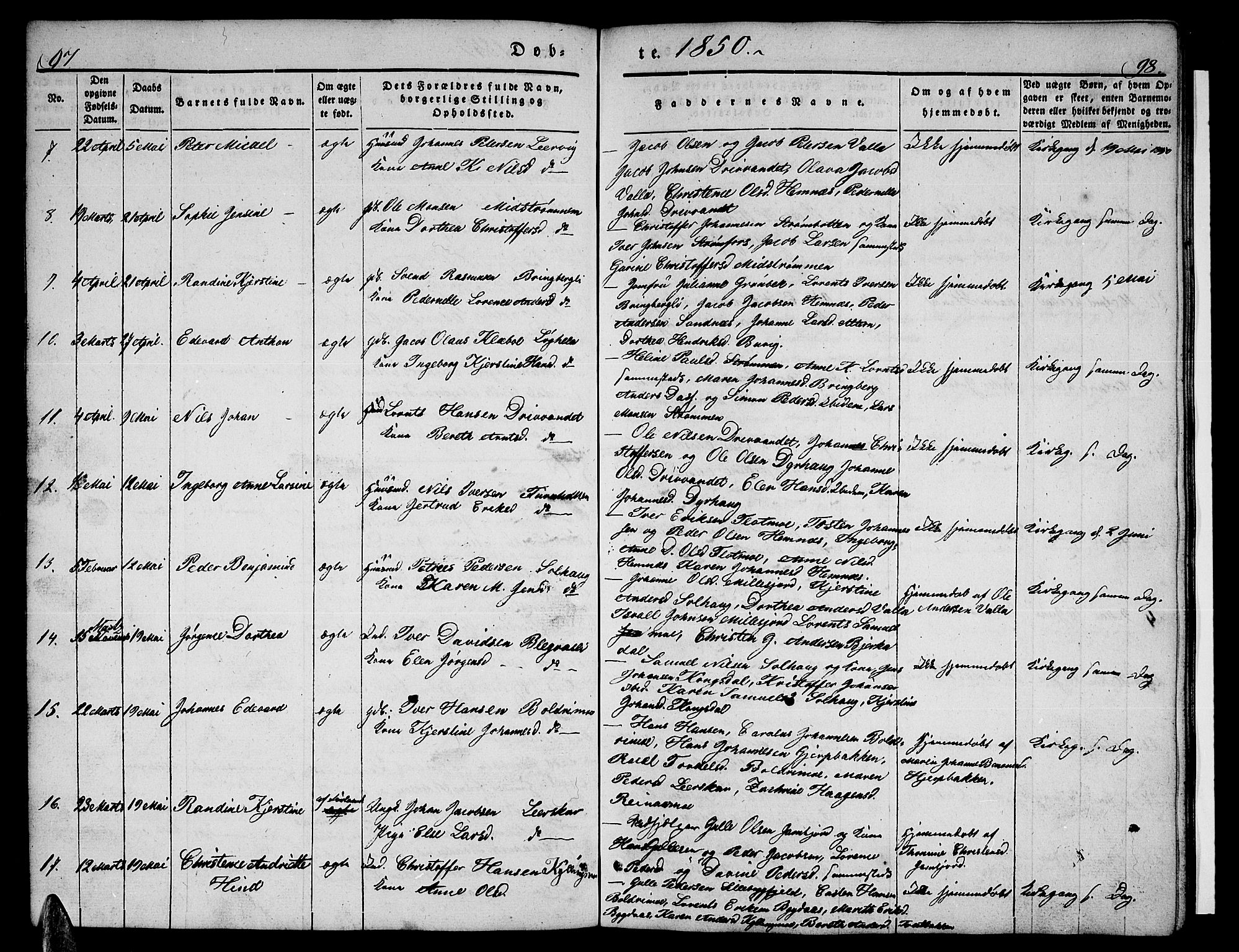 Ministerialprotokoller, klokkerbøker og fødselsregistre - Nordland, AV/SAT-A-1459/825/L0364: Klokkerbok nr. 825C01, 1841-1863, s. 97-98