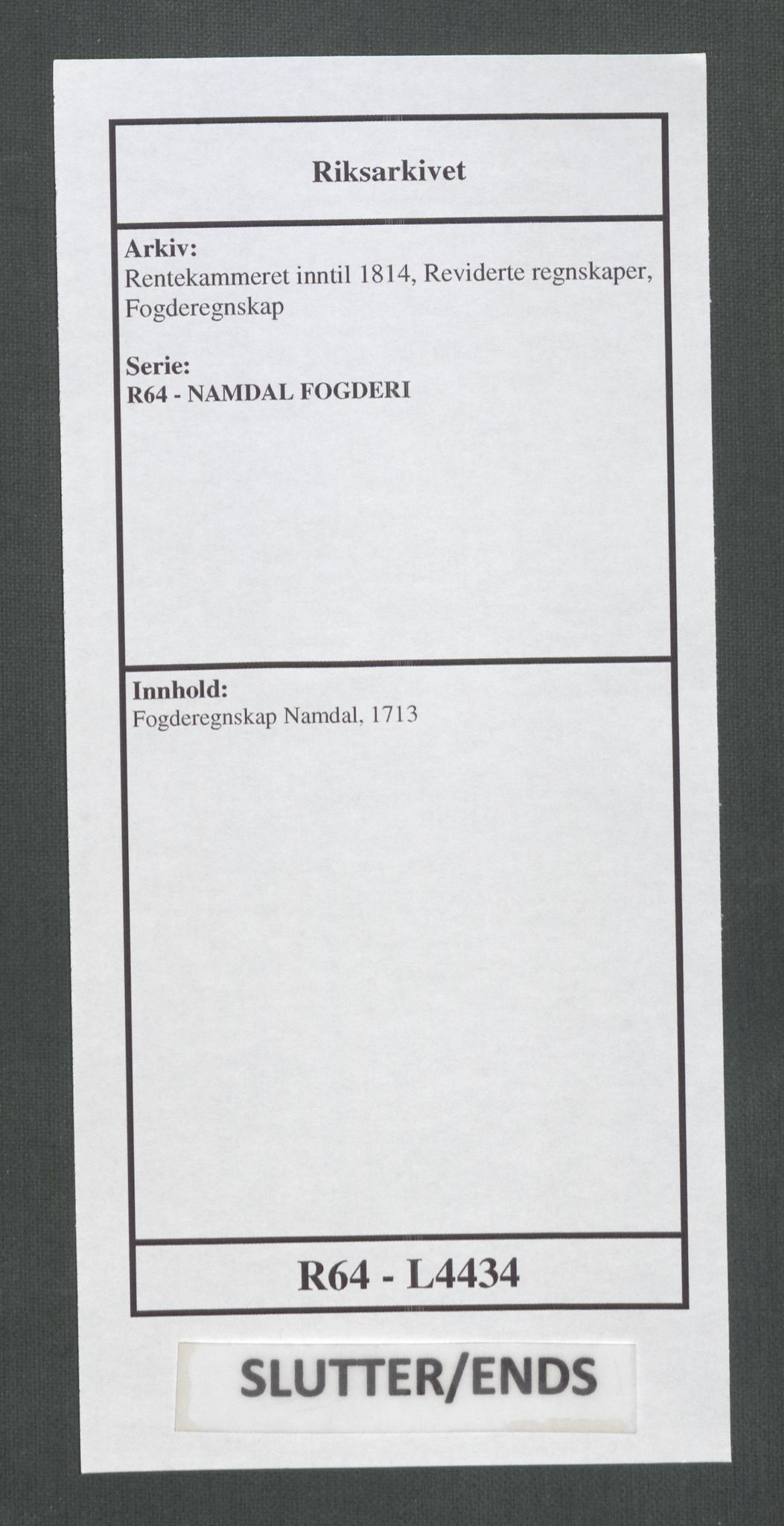 Rentekammeret inntil 1814, Reviderte regnskaper, Fogderegnskap, AV/RA-EA-4092/R64/L4434: Fogderegnskap Namdal, 1713, s. 272