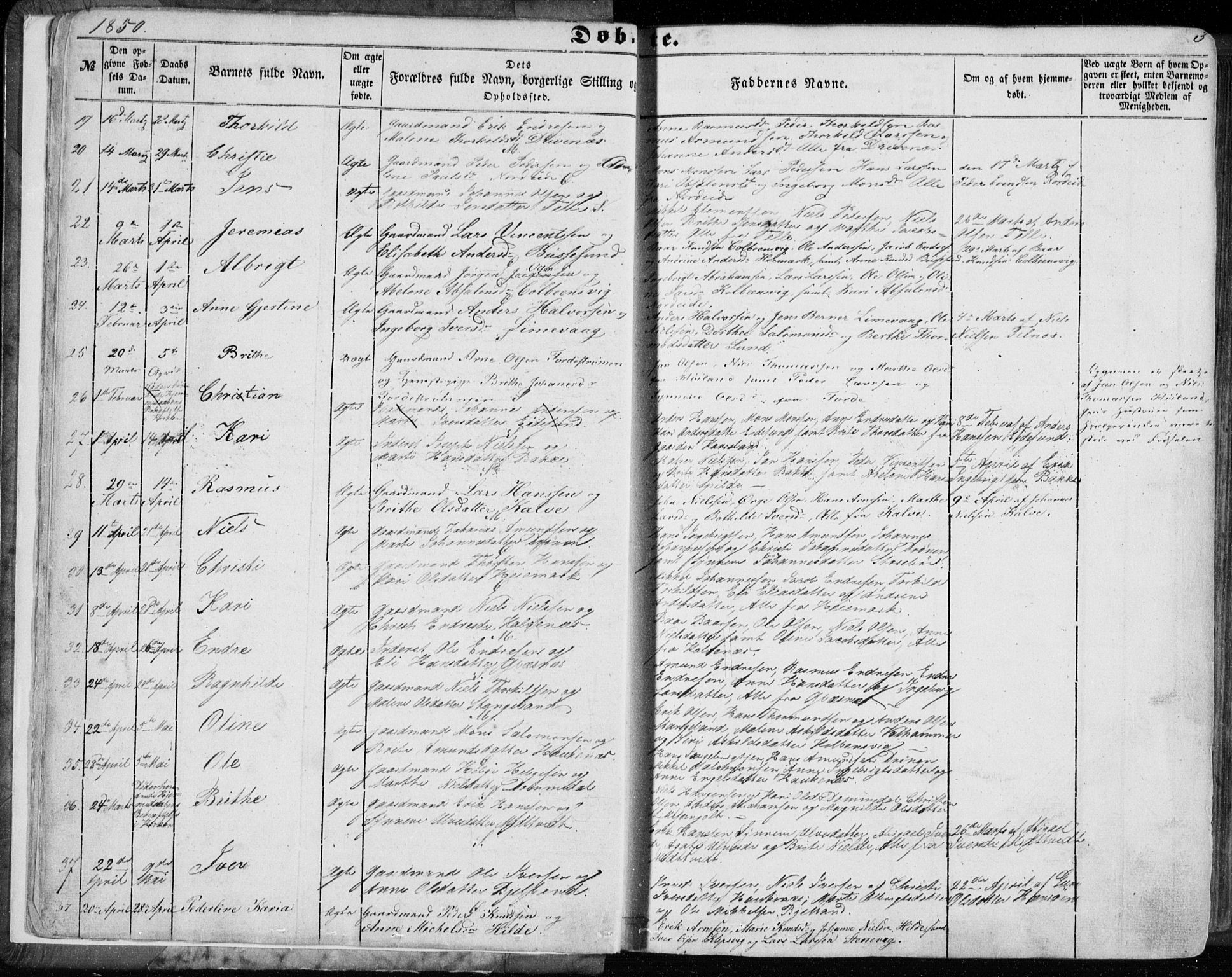 Sund sokneprestembete, AV/SAB-A-99930: Ministerialbok nr. A 14, 1850-1866, s. 3