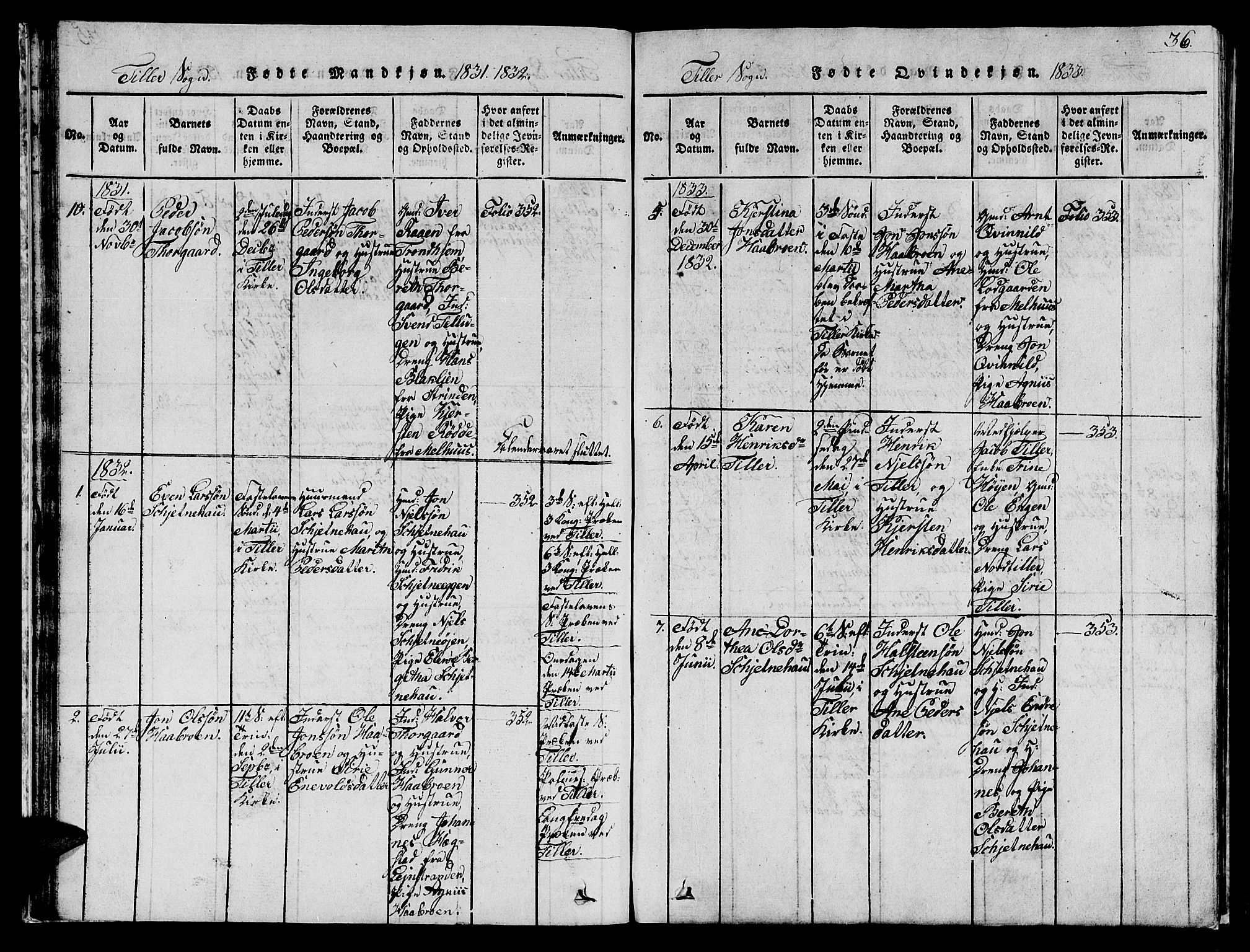 Ministerialprotokoller, klokkerbøker og fødselsregistre - Sør-Trøndelag, SAT/A-1456/621/L0458: Klokkerbok nr. 621C01, 1816-1865, s. 36