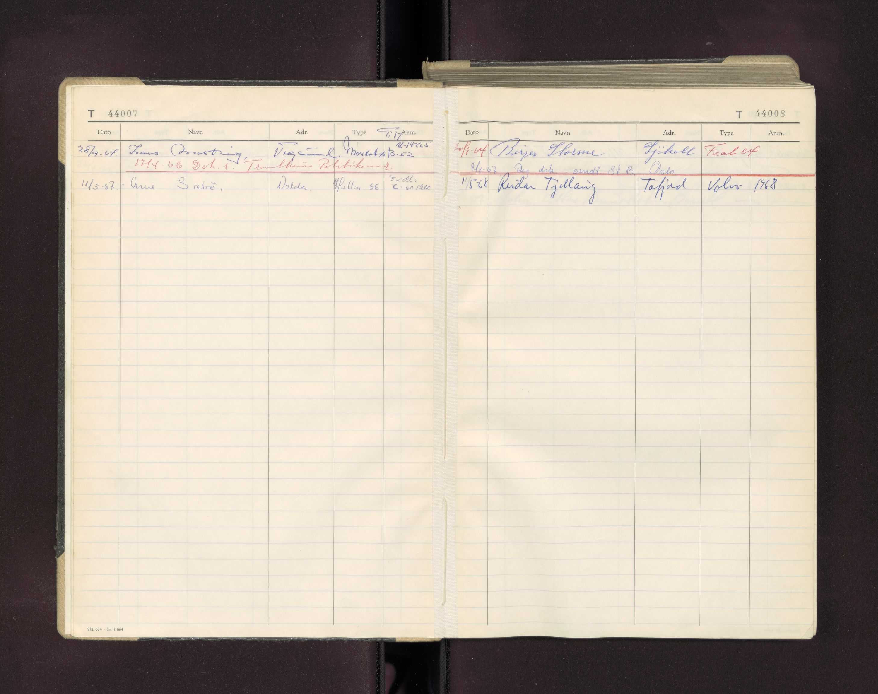 Møre og Romsdal vegkontor - Ålesund trafikkstasjon, AV/SAT-A-4099/F/Fc/L0041: Bilregister; T 44000 - T 44499, 1960-1970
