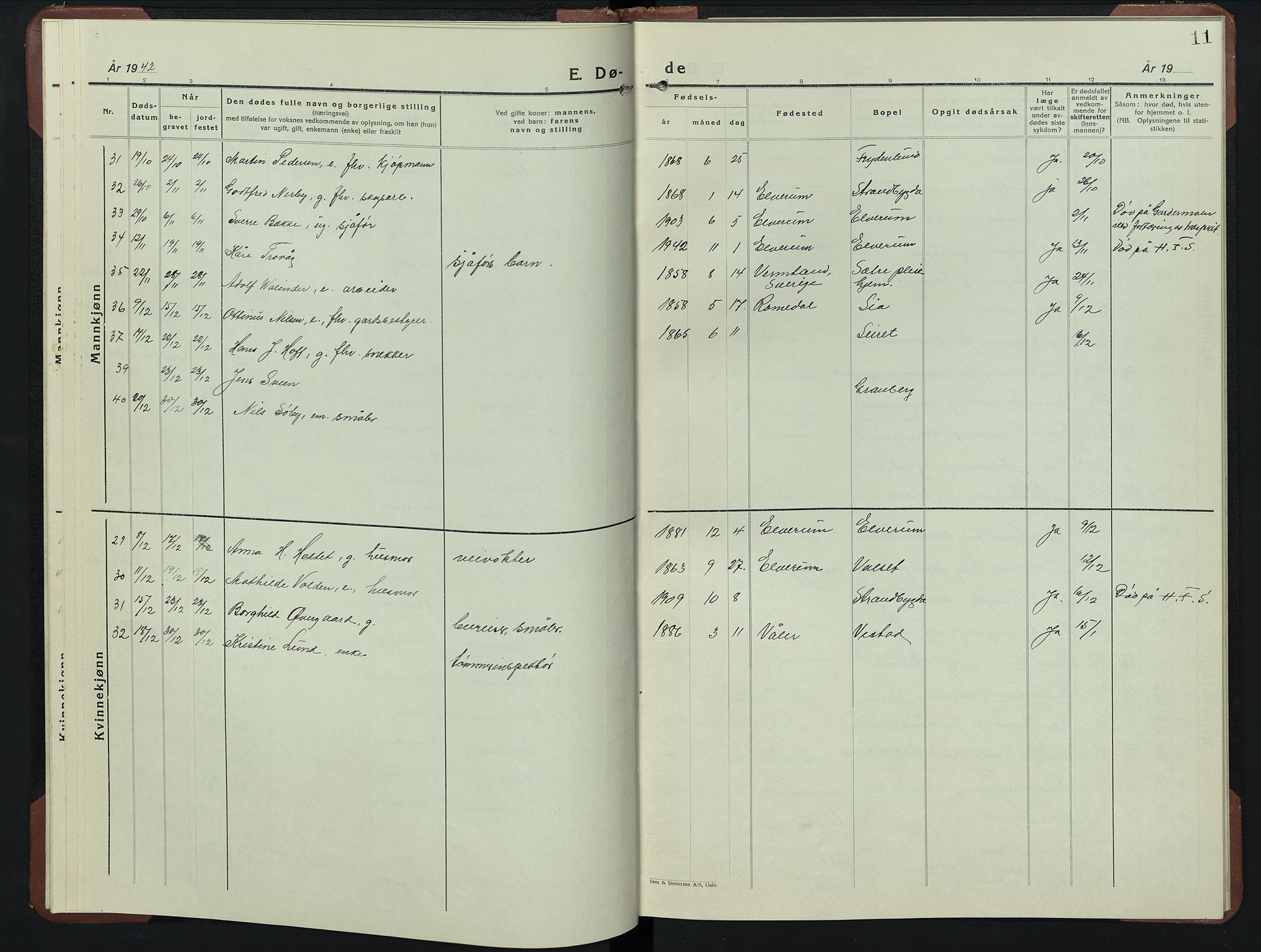 Elverum prestekontor, AV/SAH-PREST-044/H/Ha/Hab/L0020: Klokkerbok nr. 20, 1941-1952, s. 11