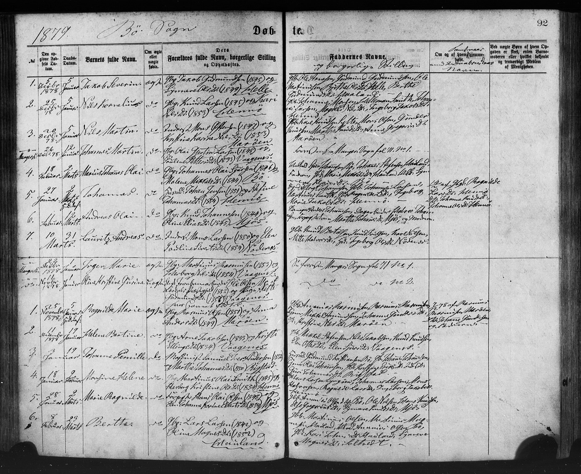 Manger sokneprestembete, AV/SAB-A-76801/H/Haa: Ministerialbok nr. A 8, 1871-1880, s. 92
