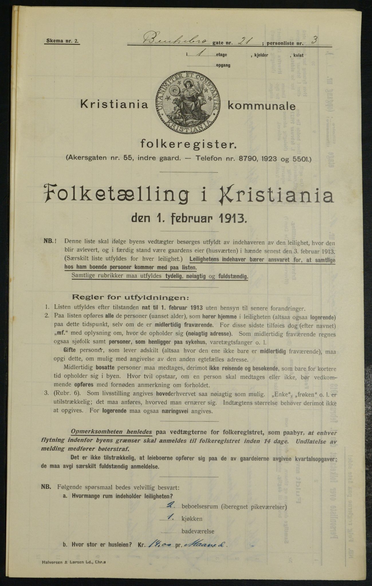 OBA, Kommunal folketelling 1.2.1913 for Kristiania, 1913, s. 3331