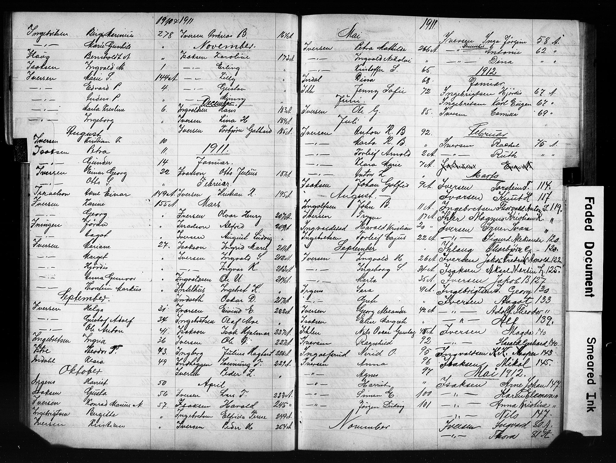 Oslo politidistrikt, AV/SAO-A-10085/E/Ee/Eefa/L0011: Register til emigrantprotokollene, 1910-1914