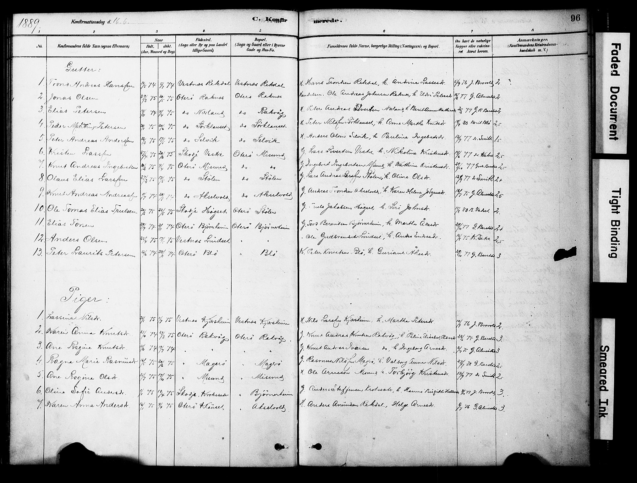 Ministerialprotokoller, klokkerbøker og fødselsregistre - Møre og Romsdal, AV/SAT-A-1454/563/L0736: Ministerialbok nr. 563A01, 1878-1903, s. 96