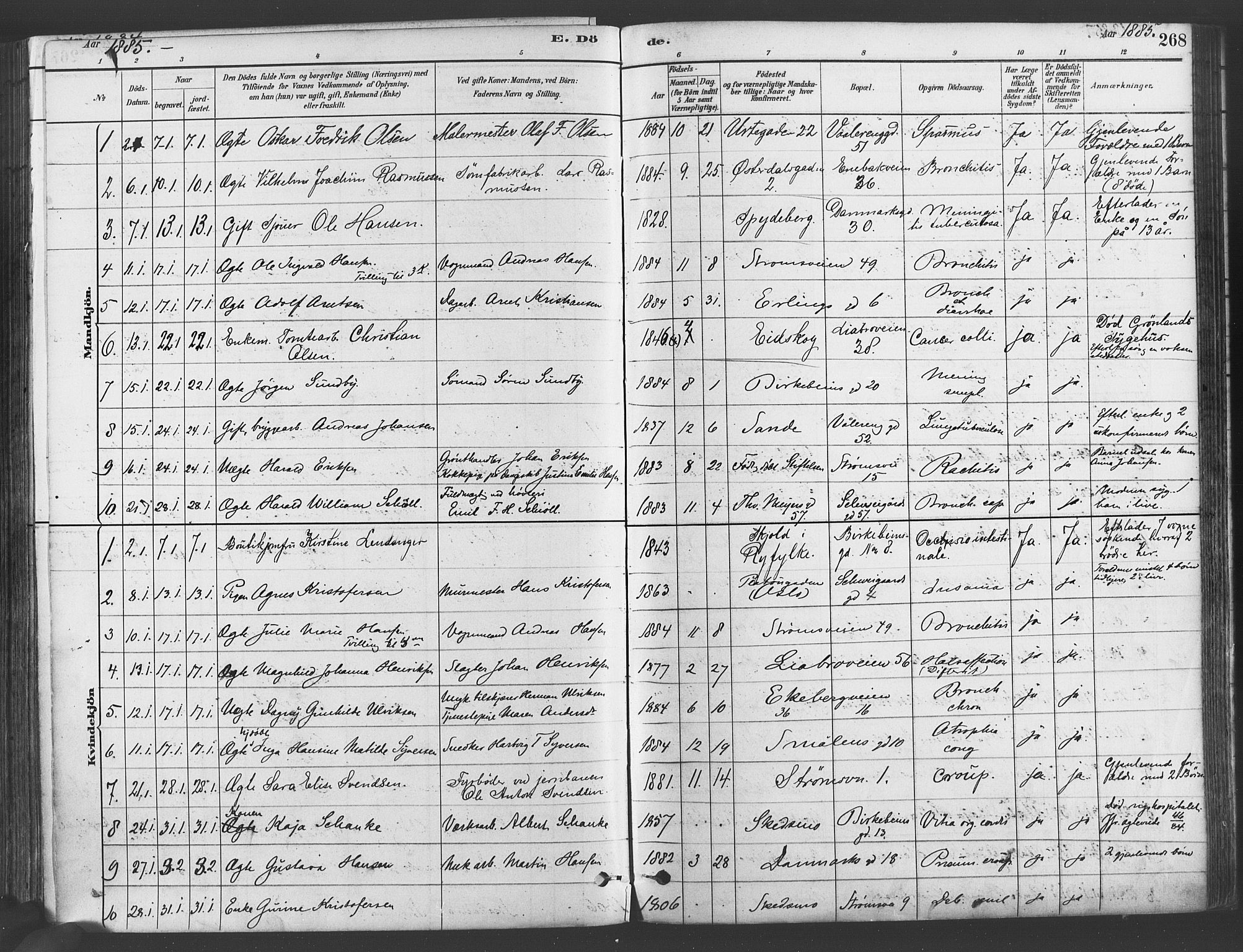 Gamlebyen prestekontor Kirkebøker, AV/SAO-A-10884/F/Fa/L0006: Ministerialbok nr. 6, 1881-1890, s. 268