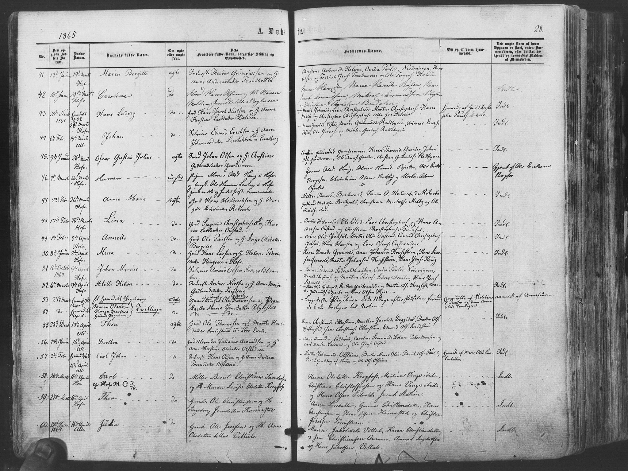 Ullensaker prestekontor Kirkebøker, AV/SAO-A-10236a/F/Fa/L0016: Ministerialbok nr. I 16, 1863-1875, s. 28