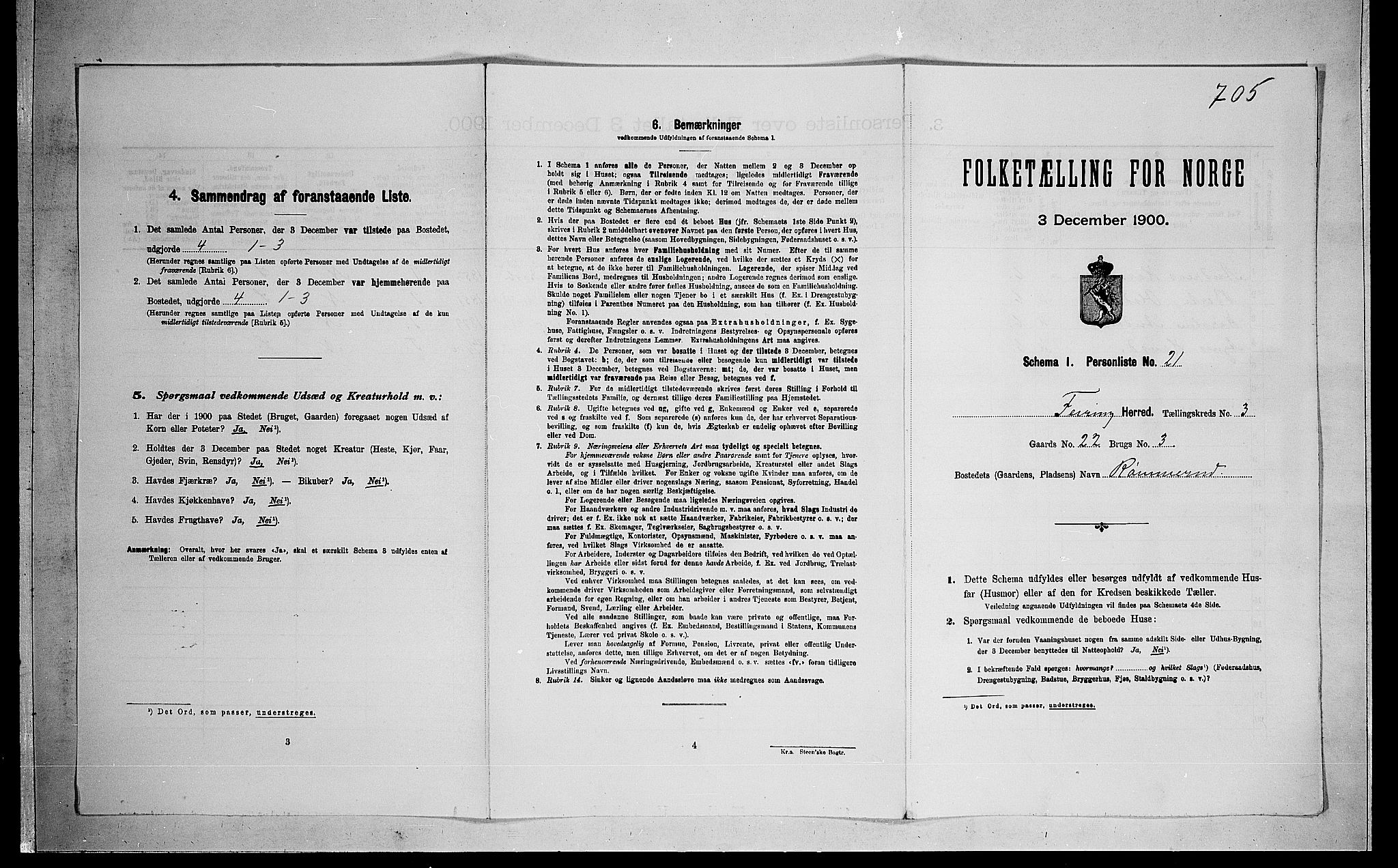 SAO, Folketelling 1900 for 0240 Feiring herred, 1900