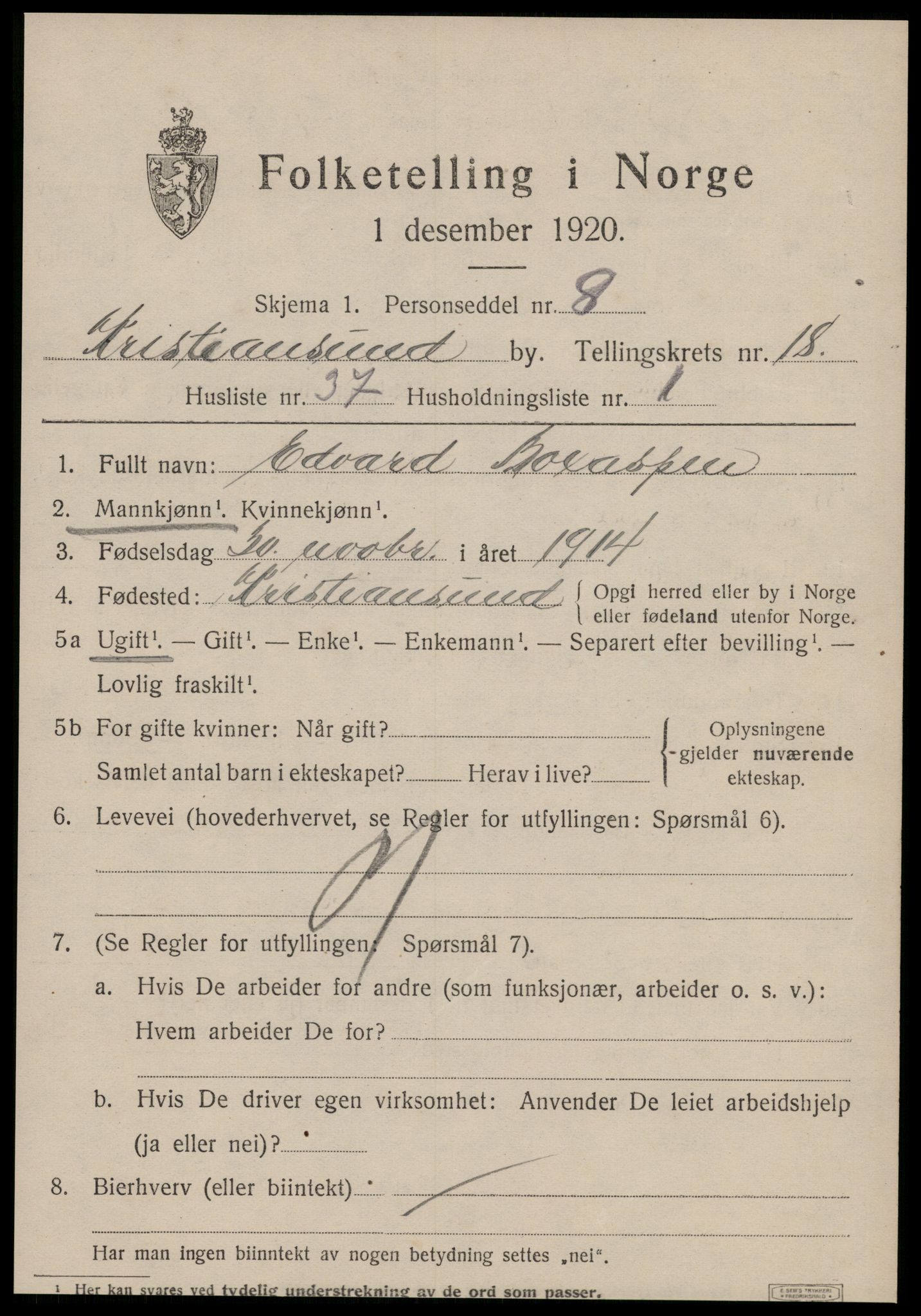 SAT, Folketelling 1920 for 1503 Kristiansund kjøpstad, 1920, s. 37795