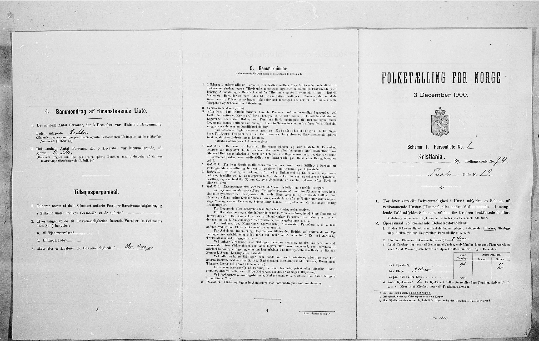 SAO, Folketelling 1900 for 0301 Kristiania kjøpstad, 1900, s. 96617