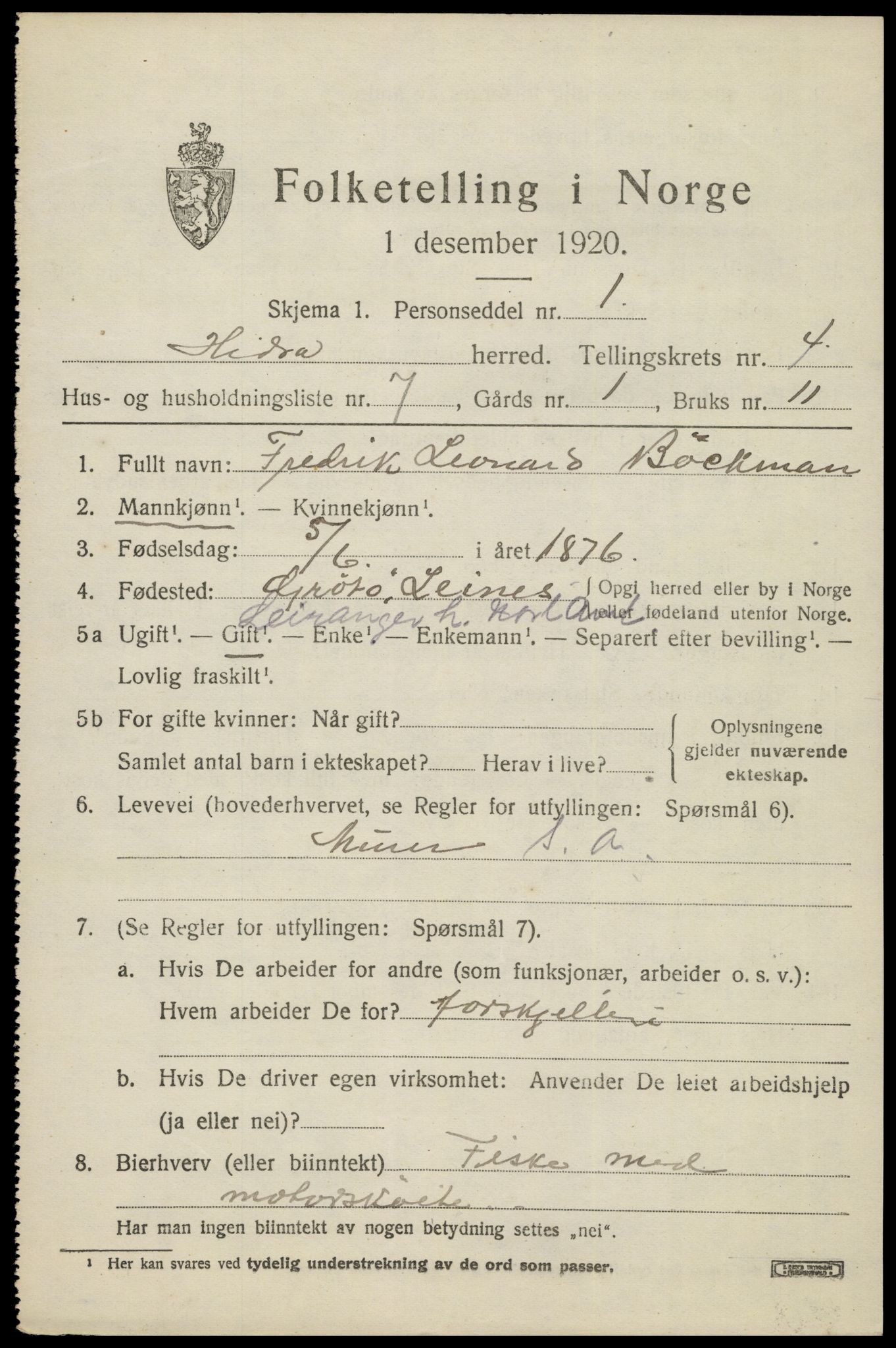 SAK, Folketelling 1920 for 1042 Hidra herred, 1920, s. 2120
