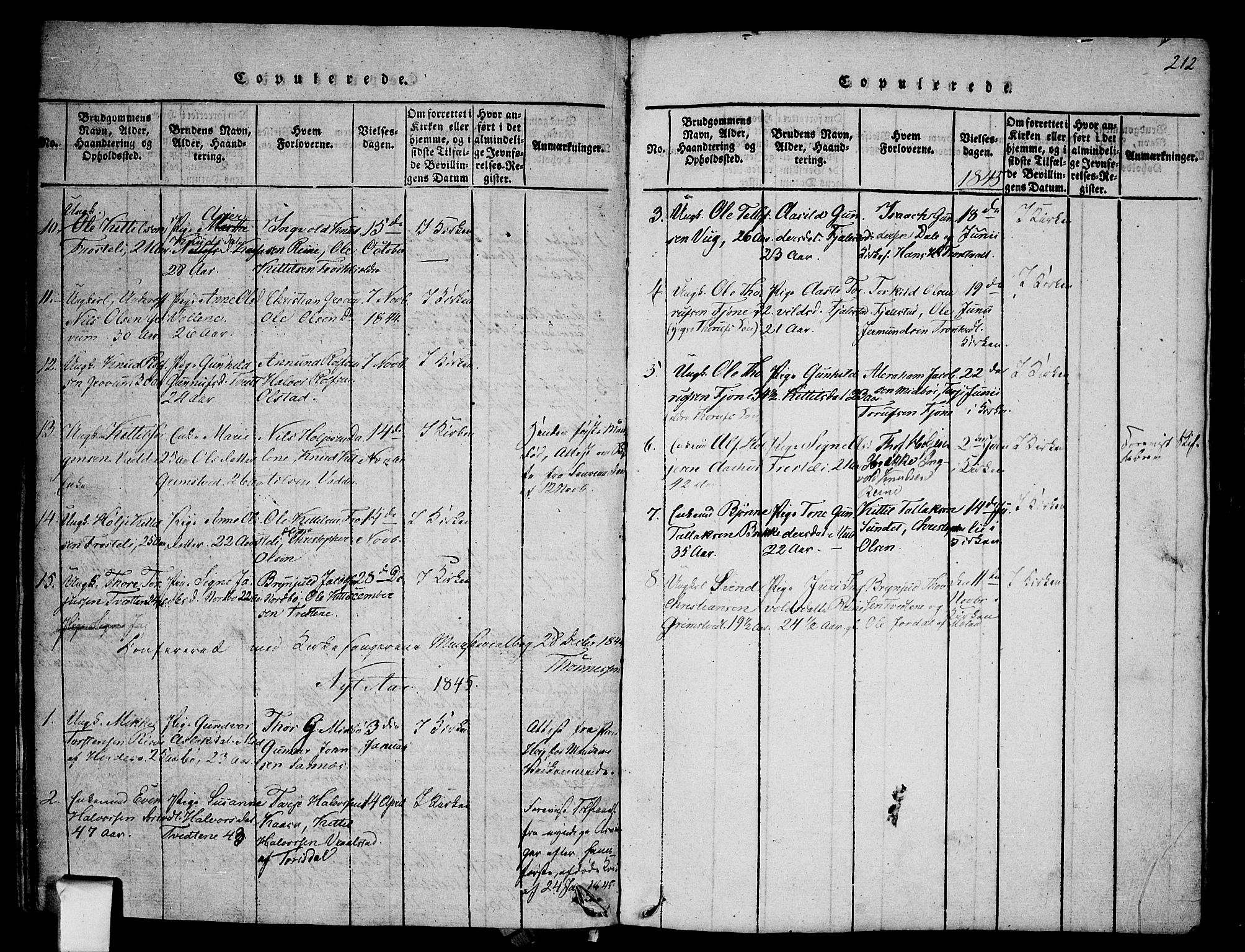 Nissedal kirkebøker, AV/SAKO-A-288/F/Fa/L0002: Ministerialbok nr. I 2, 1814-1845, s. 212