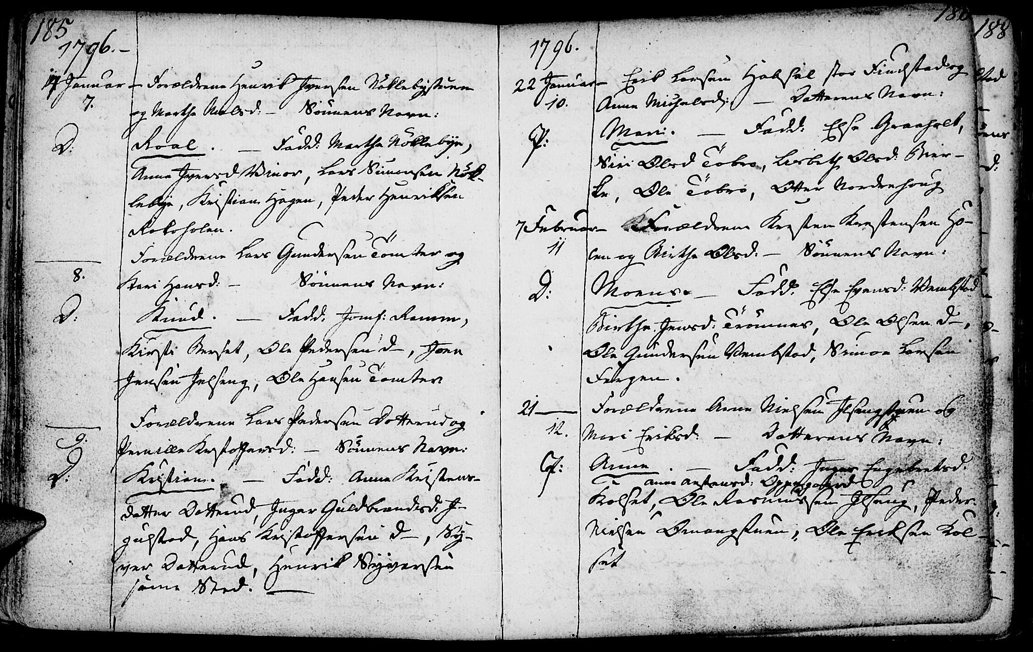 Løten prestekontor, AV/SAH-PREST-022/K/Ka/L0003: Ministerialbok nr. 3, 1773-1800, s. 185-186