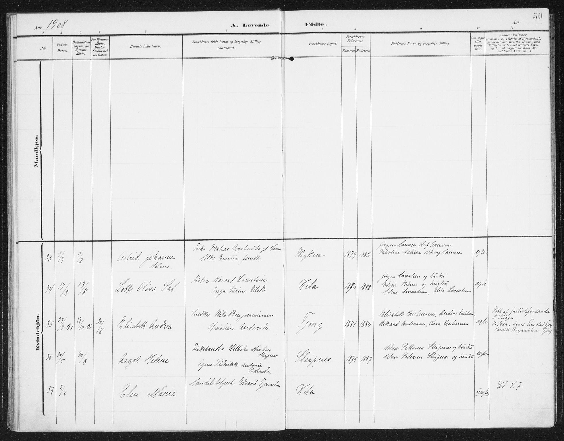 Ministerialprotokoller, klokkerbøker og fødselsregistre - Nordland, AV/SAT-A-1459/841/L0612: Ministerialbok nr. 841A15, 1902-1910, s. 50