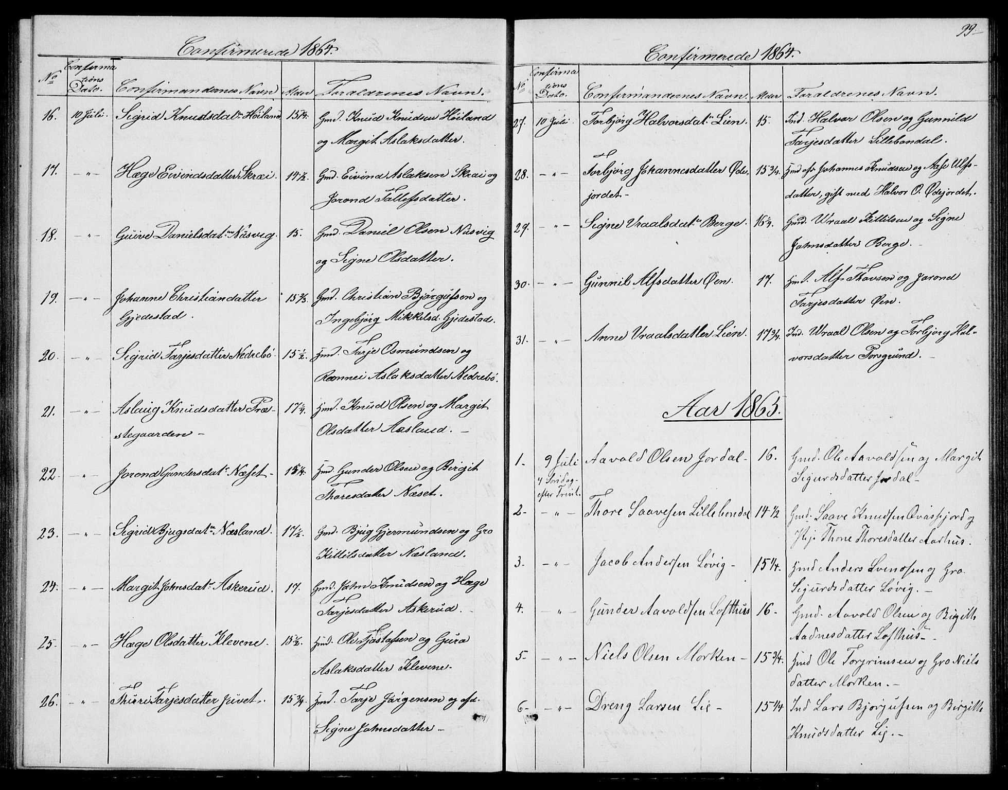 Fyresdal kirkebøker, AV/SAKO-A-263/G/Ga/L0004: Klokkerbok nr. I 4, 1864-1892, s. 99