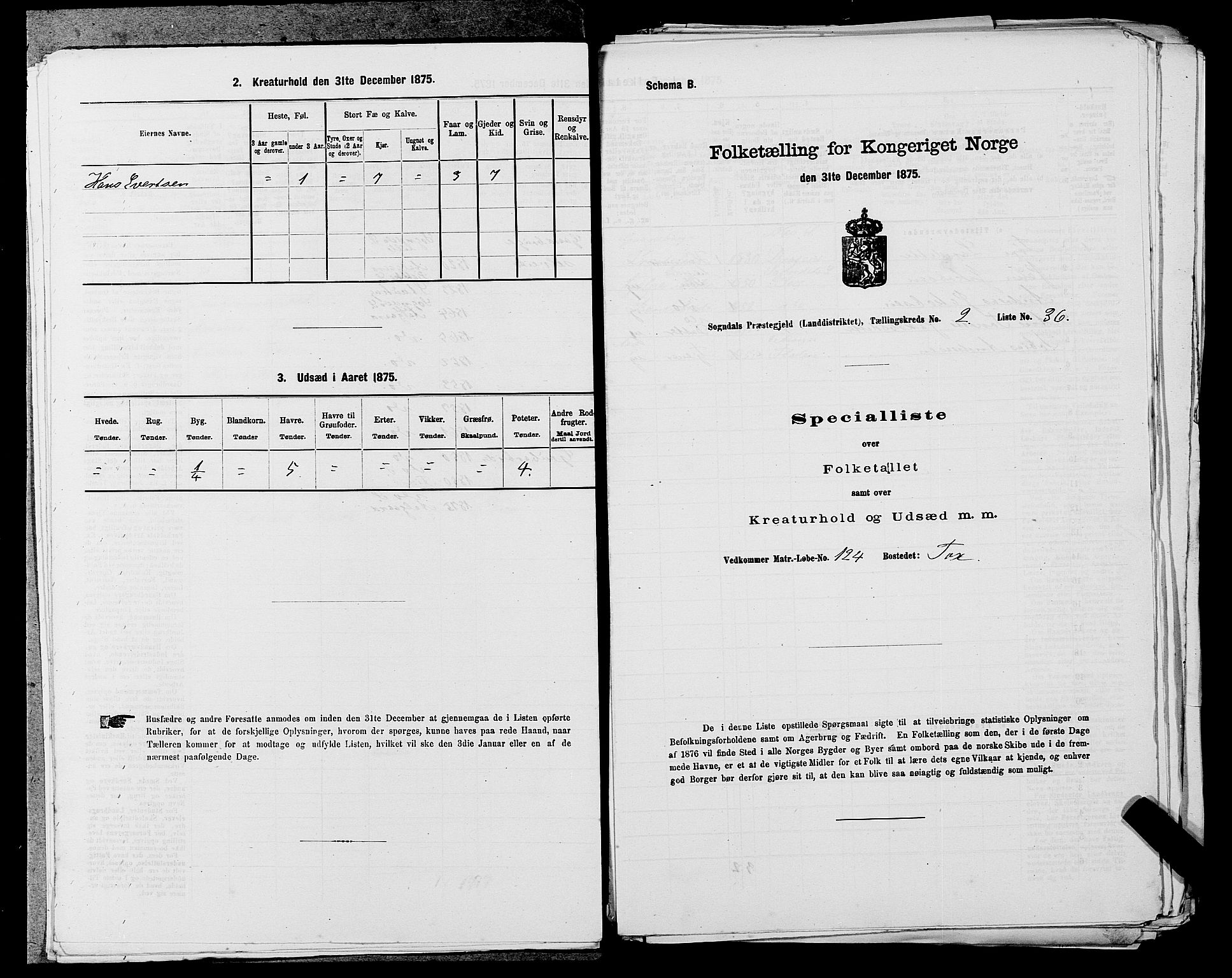 SAST, Folketelling 1875 for 1111L Sokndal prestegjeld, Sokndal landsokn, 1875, s. 176