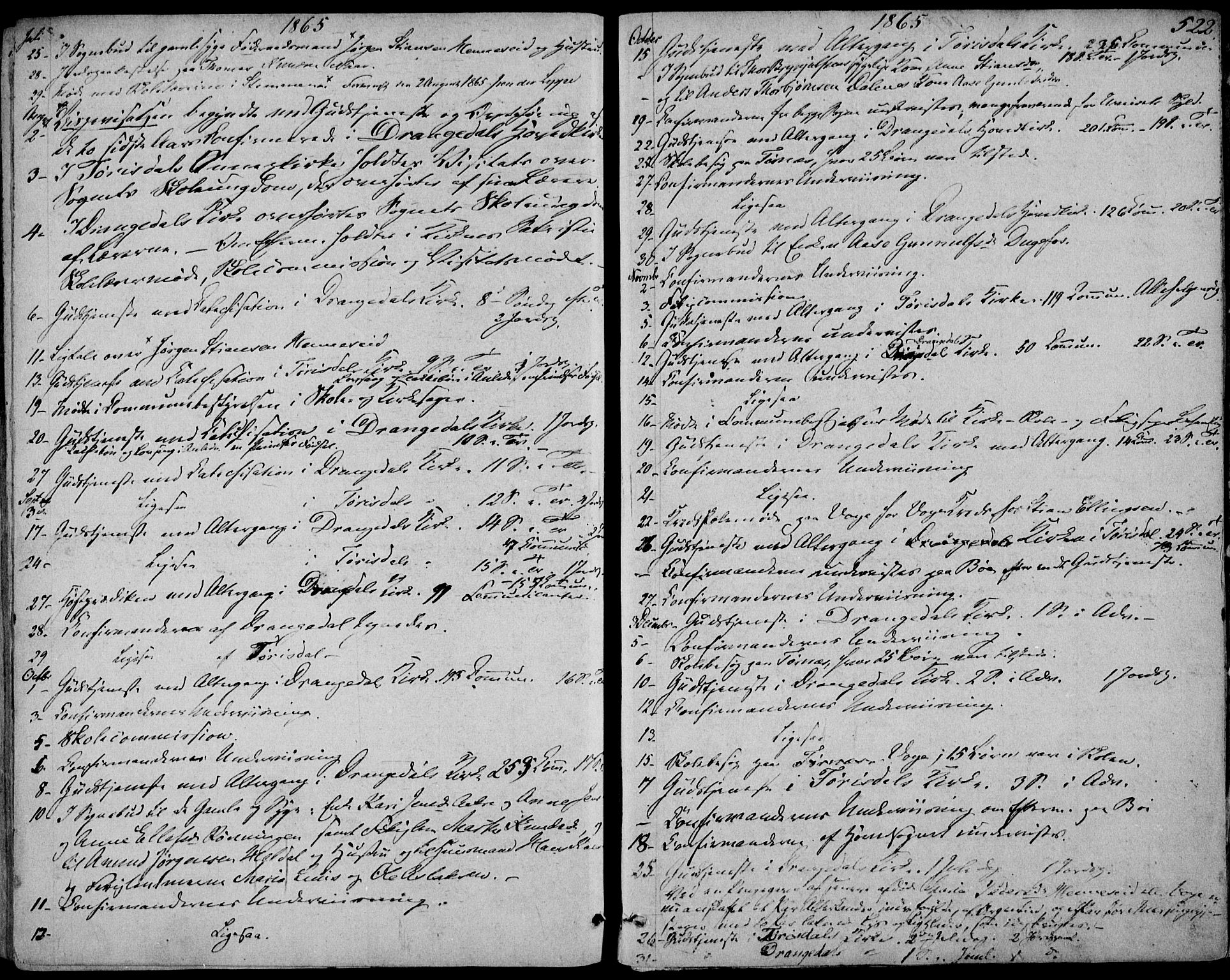 Drangedal kirkebøker, AV/SAKO-A-258/F/Fa/L0008: Ministerialbok nr. 8, 1857-1871, s. 522