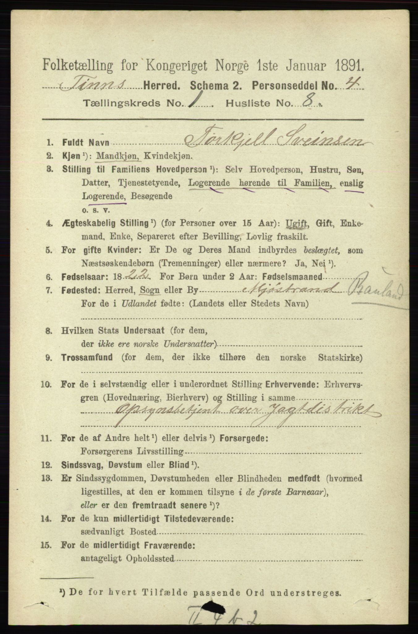 RA, Folketelling 1891 for 0826 Tinn herred, 1891, s. 86