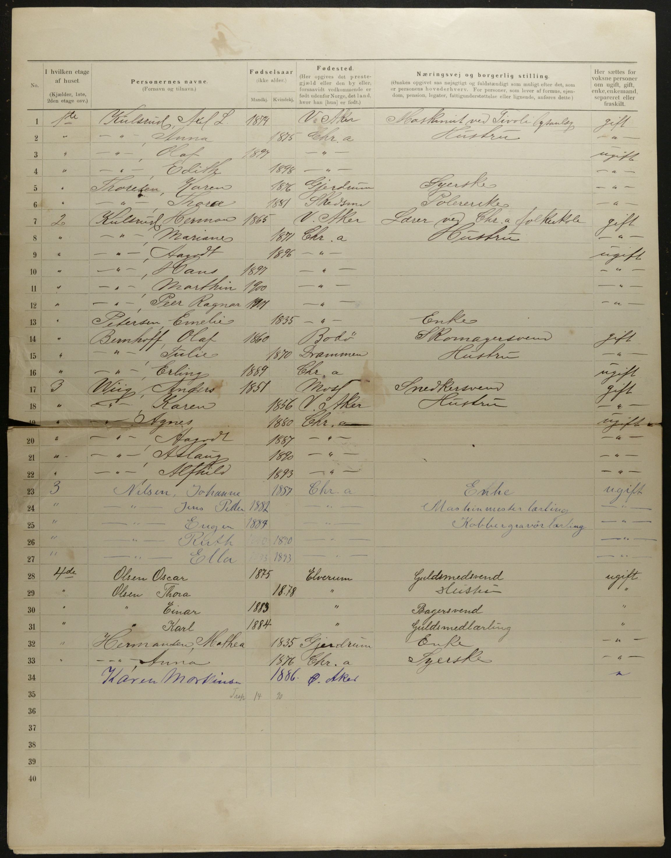 OBA, Kommunal folketelling 31.12.1901 for Kristiania kjøpstad, 1901, s. 8426