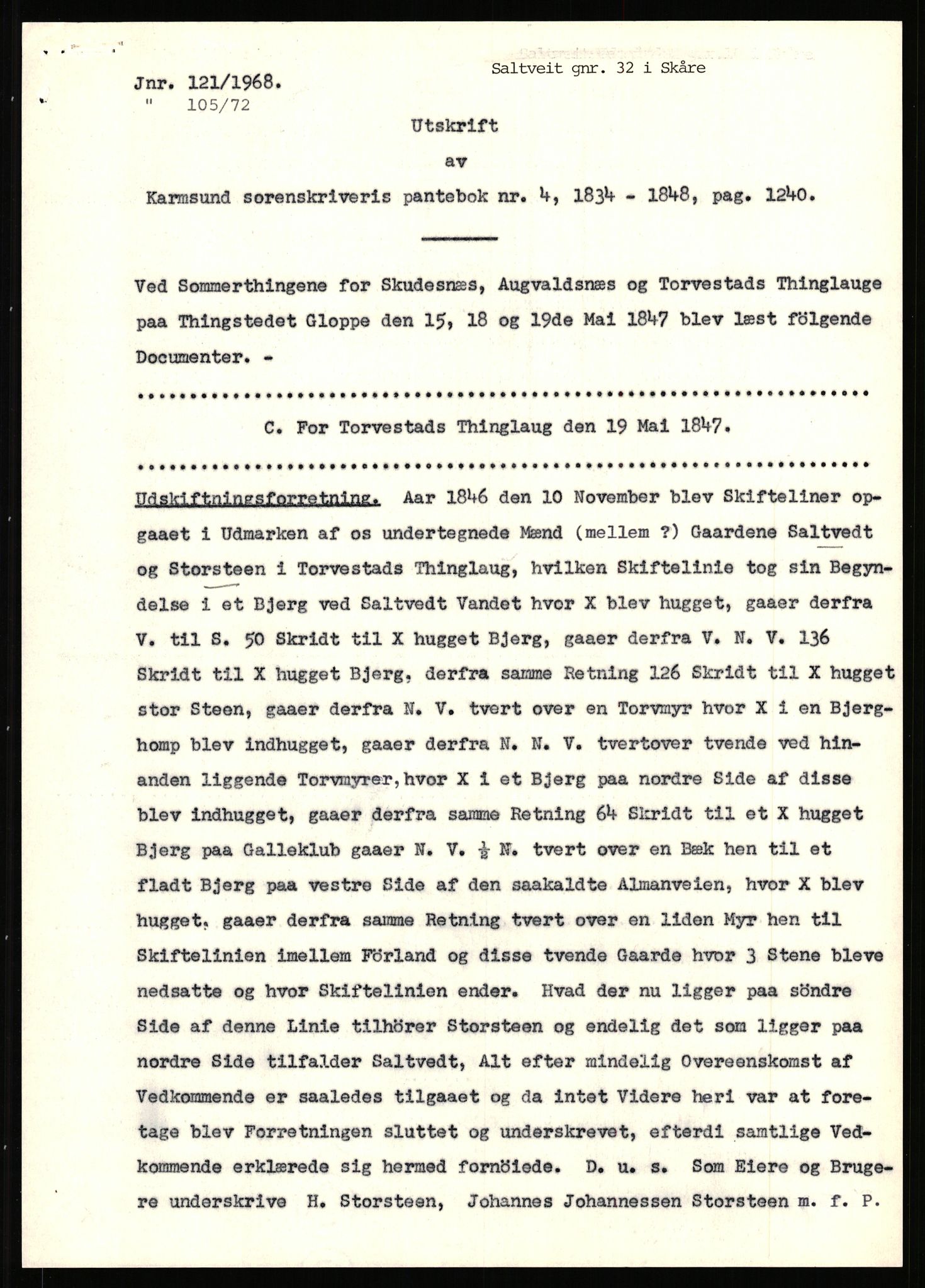 Statsarkivet i Stavanger, SAST/A-101971/03/Y/Yj/L0072: Avskrifter sortert etter gårdsnavn: Sagbakken - Sandstøl indre, 1750-1930, s. 248