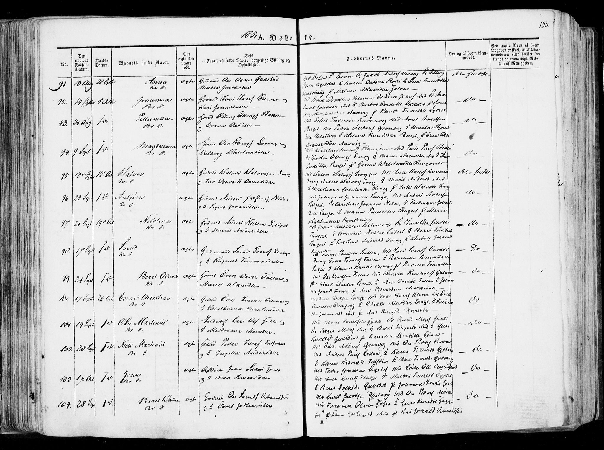 Ministerialprotokoller, klokkerbøker og fødselsregistre - Møre og Romsdal, AV/SAT-A-1454/568/L0803: Ministerialbok nr. 568A10, 1830-1853, s. 153