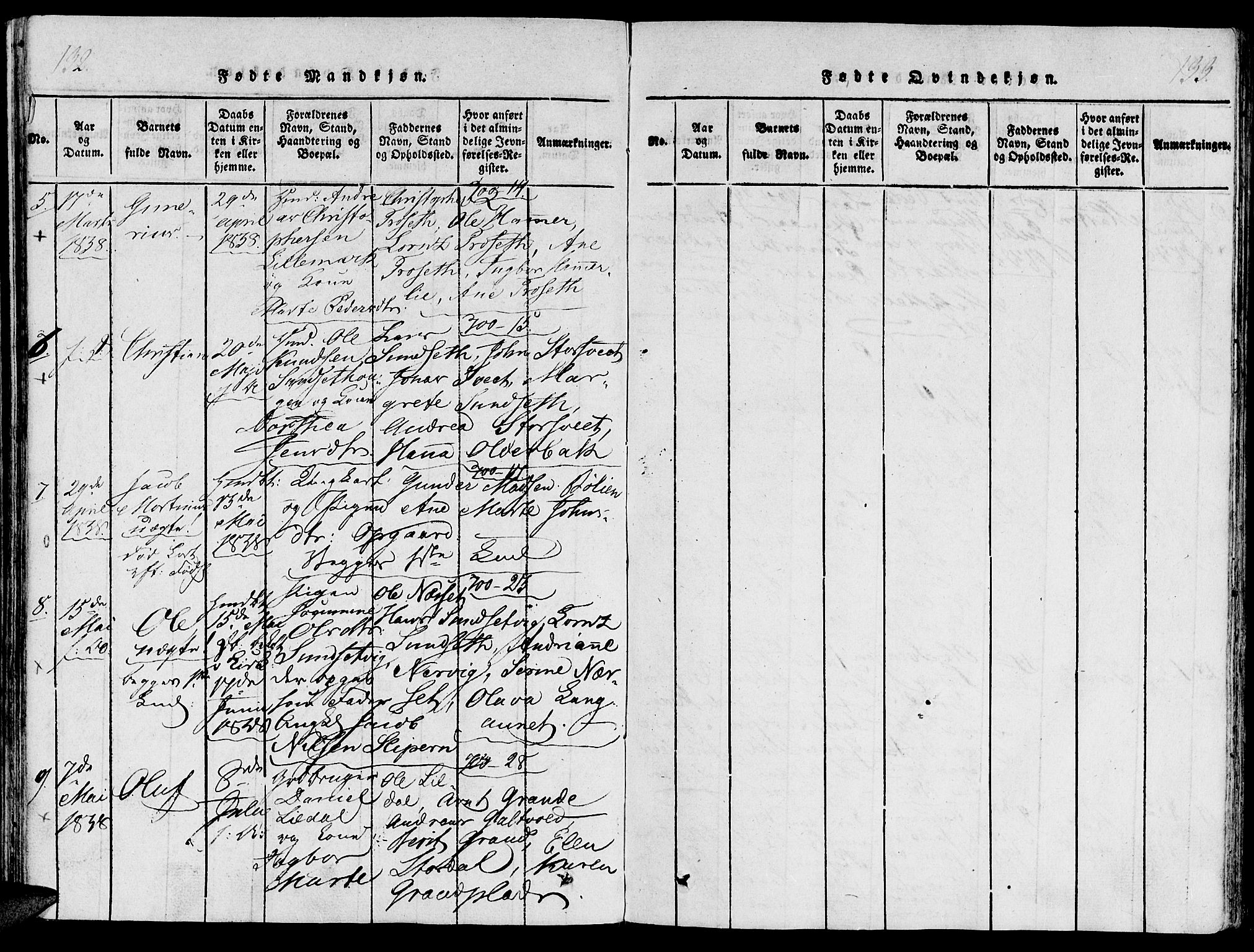 Ministerialprotokoller, klokkerbøker og fødselsregistre - Nord-Trøndelag, SAT/A-1458/733/L0322: Ministerialbok nr. 733A01, 1817-1842, s. 132-133
