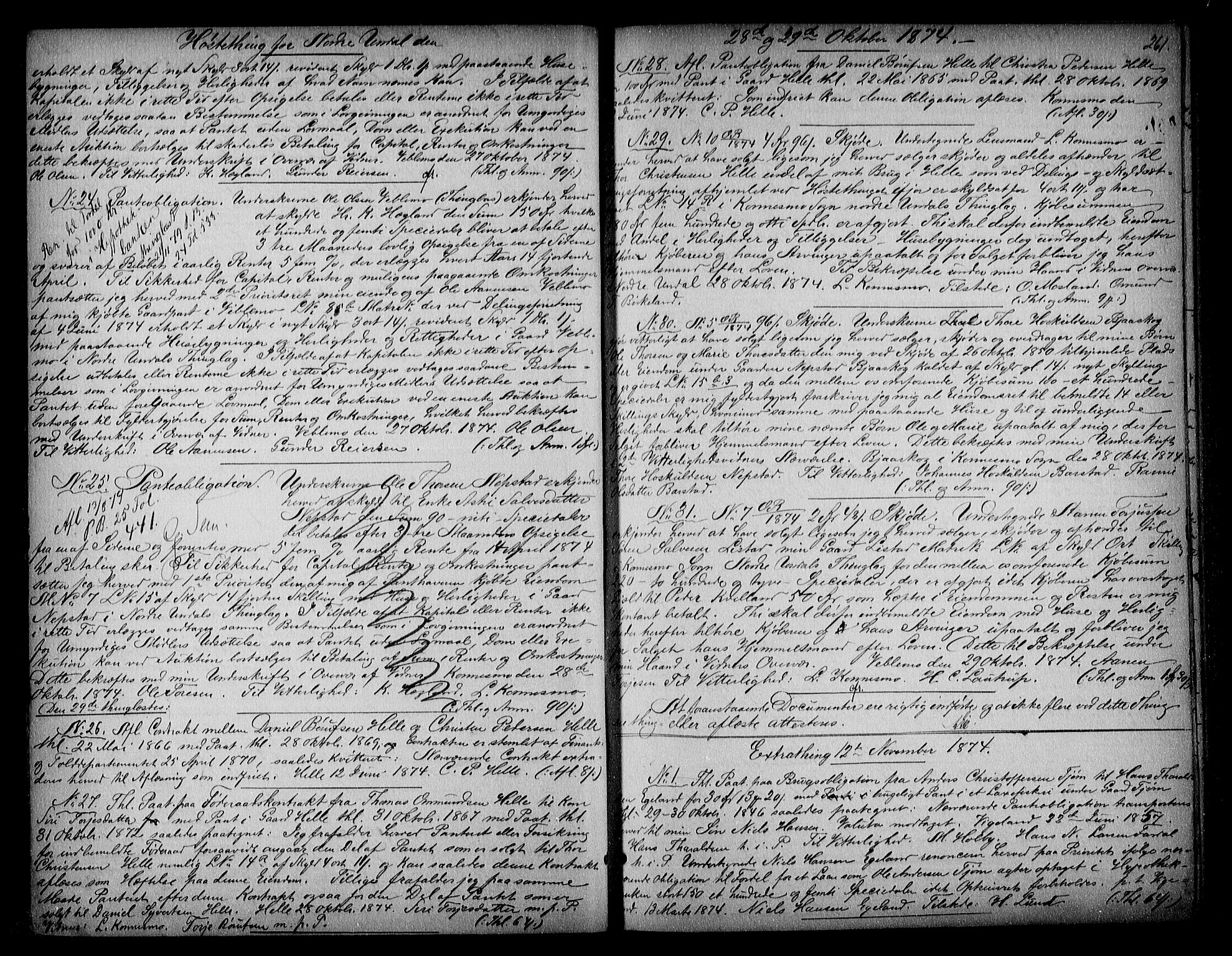 Mandal sorenskriveri, SAK/1221-0005/001/G/Gb/Gba/L0043: Pantebok nr. 24, 1870-1882, s. 261