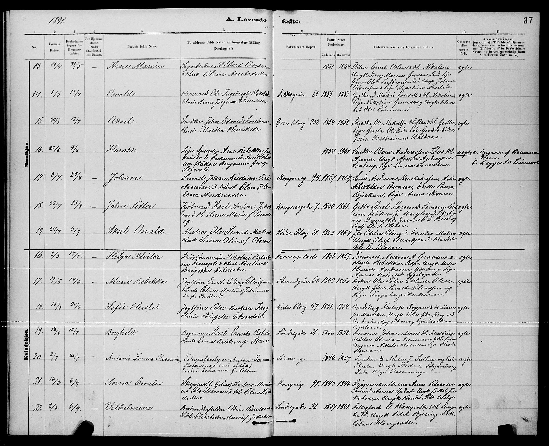 Ministerialprotokoller, klokkerbøker og fødselsregistre - Nord-Trøndelag, AV/SAT-A-1458/739/L0374: Klokkerbok nr. 739C02, 1883-1898, s. 37