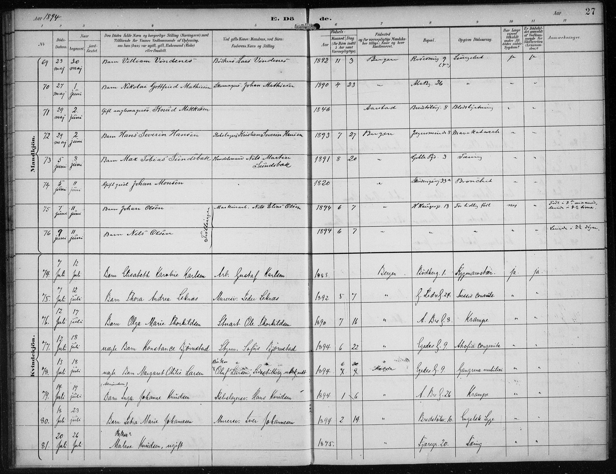 Sandviken Sokneprestembete, AV/SAB-A-77601/H/Ha/L0018: Ministerialbok nr. E 1, 1893-1905, s. 27