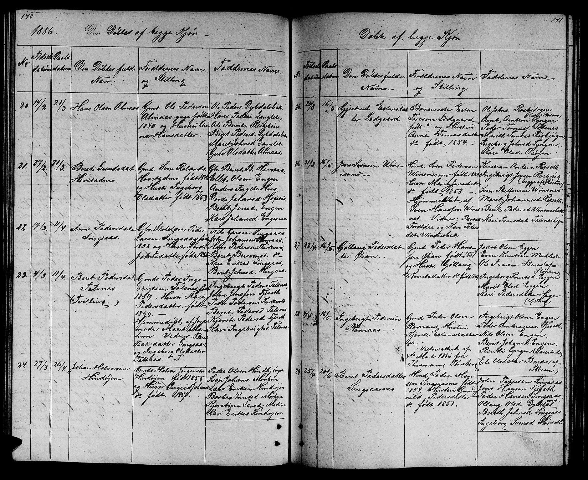 Ministerialprotokoller, klokkerbøker og fødselsregistre - Sør-Trøndelag, AV/SAT-A-1456/688/L1027: Klokkerbok nr. 688C02, 1861-1889, s. 170-171