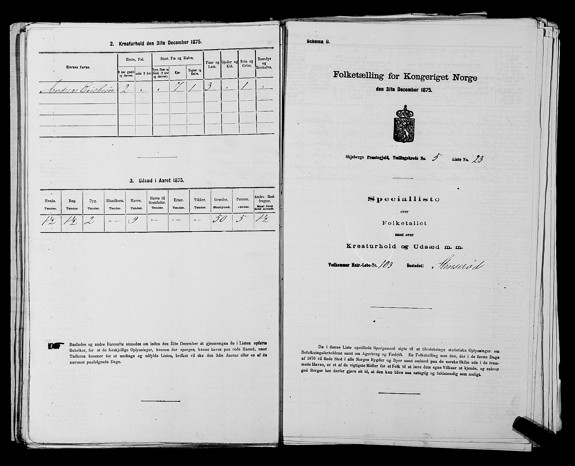 RA, Folketelling 1875 for 0115P Skjeberg prestegjeld, 1875, s. 895