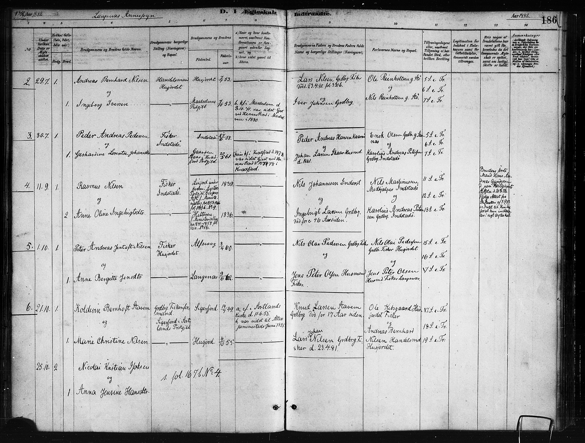 Ministerialprotokoller, klokkerbøker og fødselsregistre - Nordland, AV/SAT-A-1459/893/L1335: Ministerialbok nr. 893A08 /2, 1878-1884, s. 186