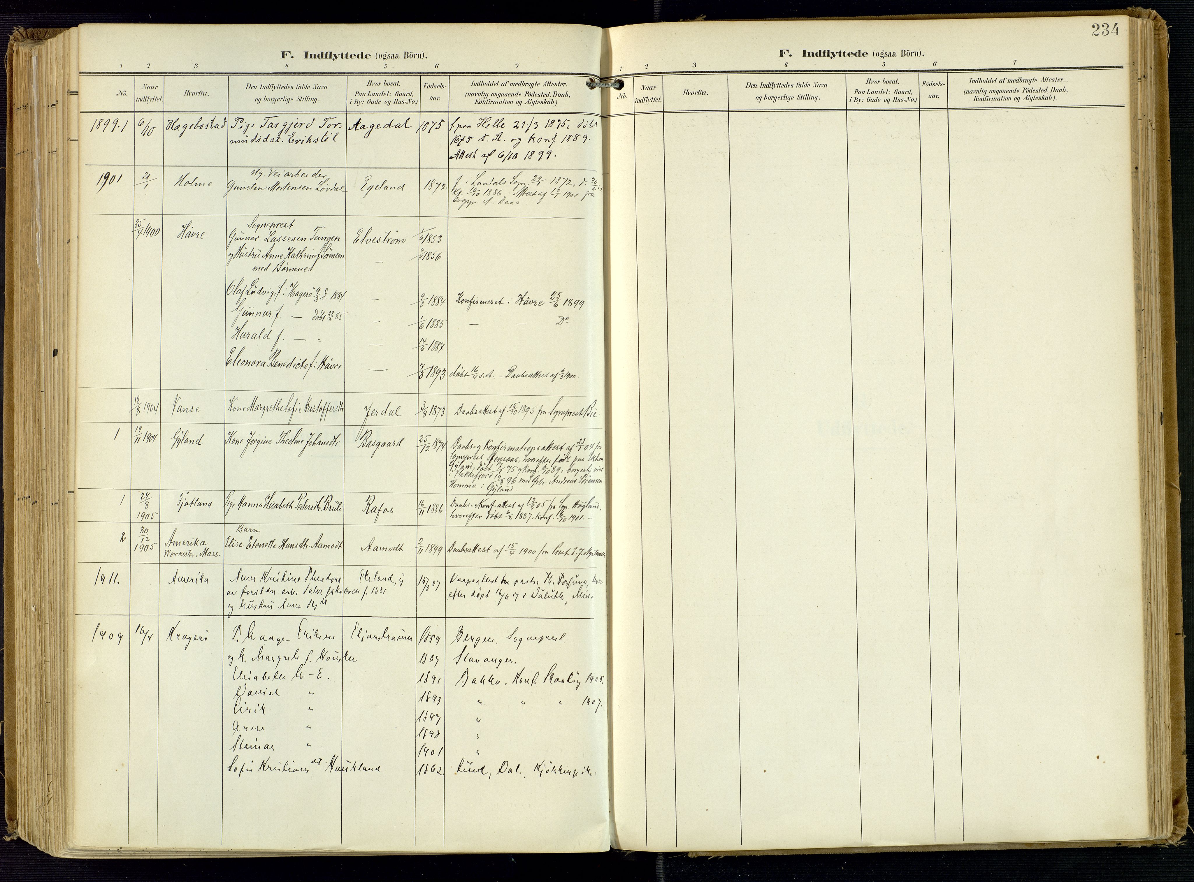 Kvinesdal sokneprestkontor, SAK/1111-0026/F/Fa/Fab/L0009: Ministerialbok nr. A 9, 1898-1915, s. 234