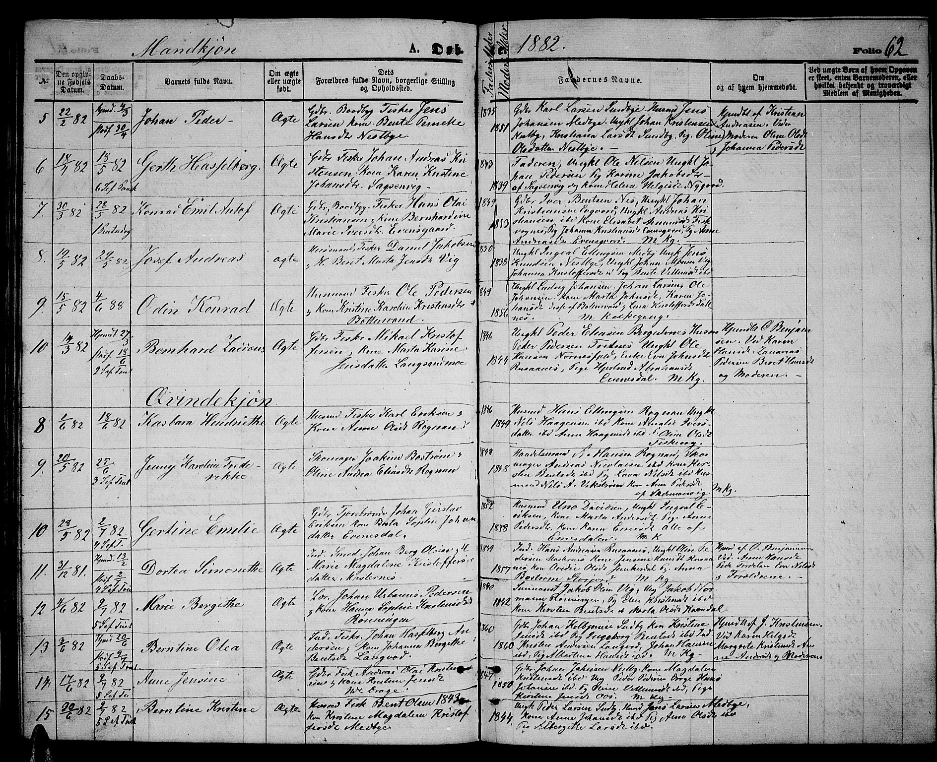 Ministerialprotokoller, klokkerbøker og fødselsregistre - Nordland, AV/SAT-A-1459/847/L0679: Klokkerbok nr. 847C07, 1870-1888, s. 62