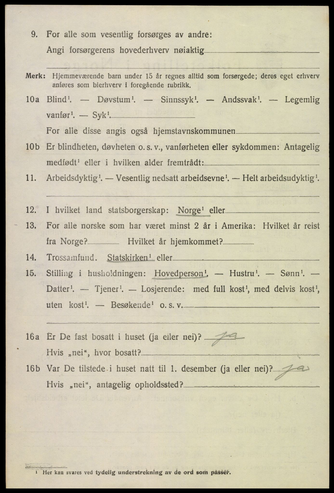 SAK, Folketelling 1920 for 0936 Hornnes herred, 1920, s. 1992