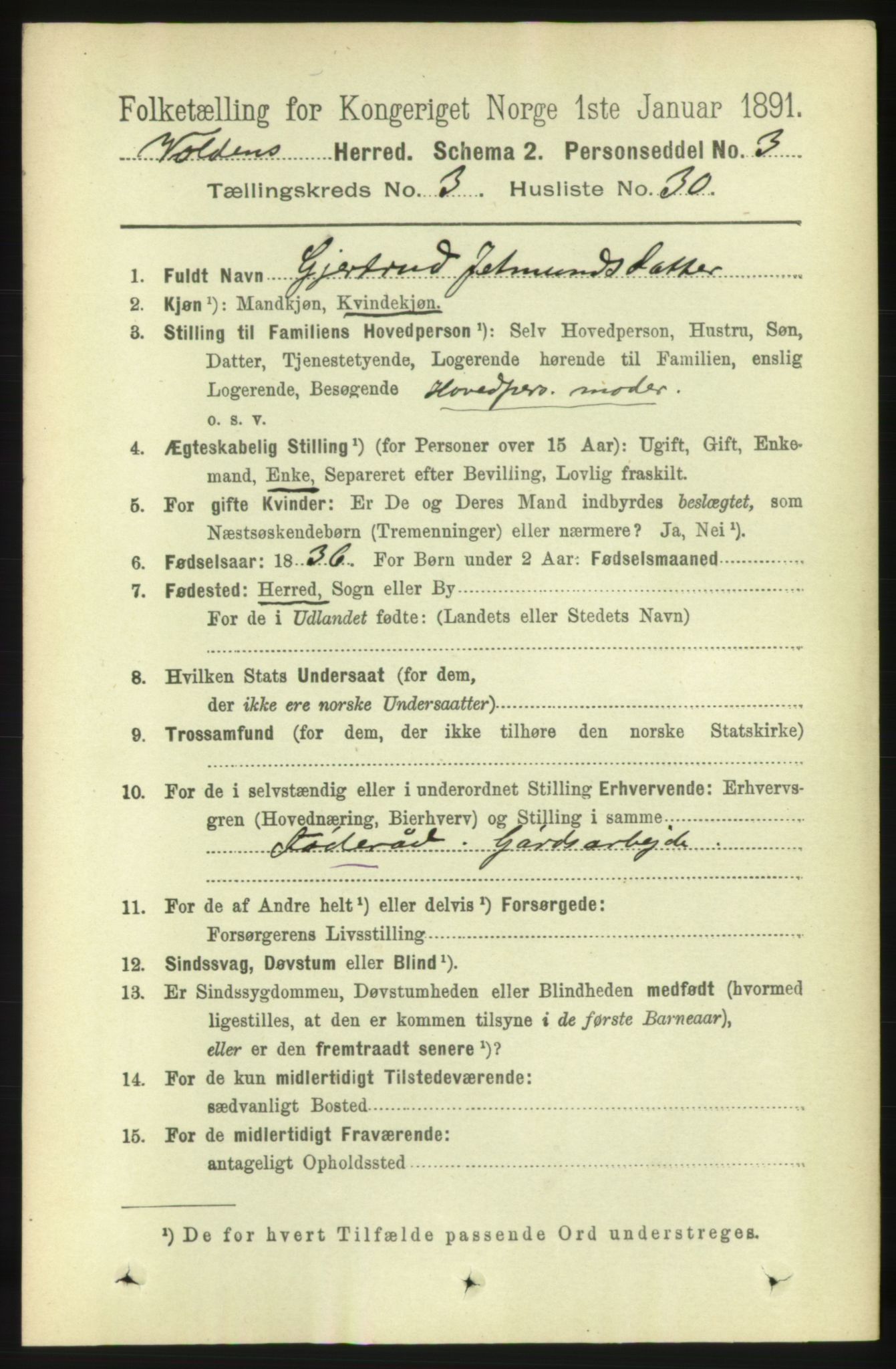 RA, Folketelling 1891 for 1519 Volda herred, 1891, s. 1820
