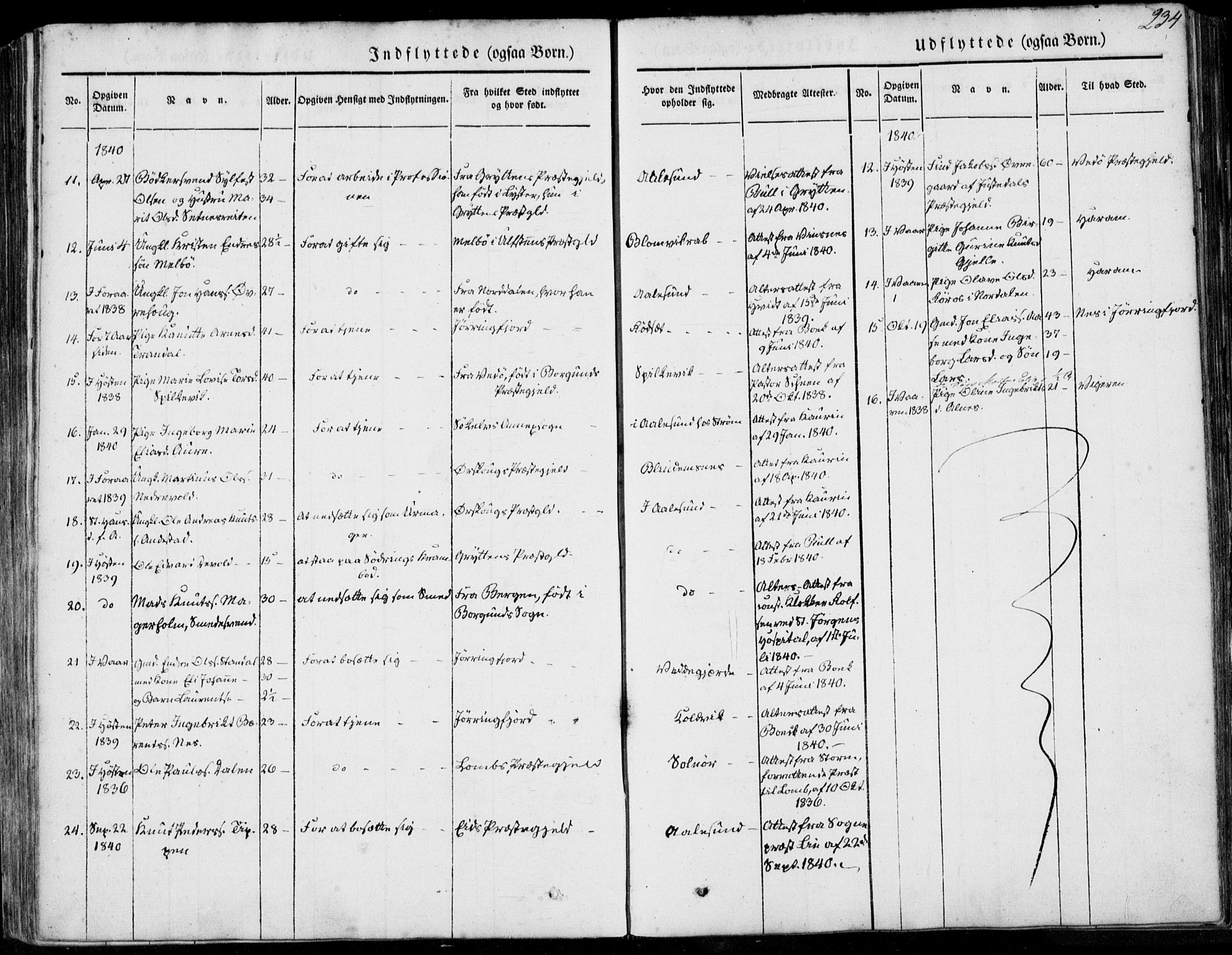 Ministerialprotokoller, klokkerbøker og fødselsregistre - Møre og Romsdal, AV/SAT-A-1454/528/L0396: Ministerialbok nr. 528A07, 1839-1847, s. 234