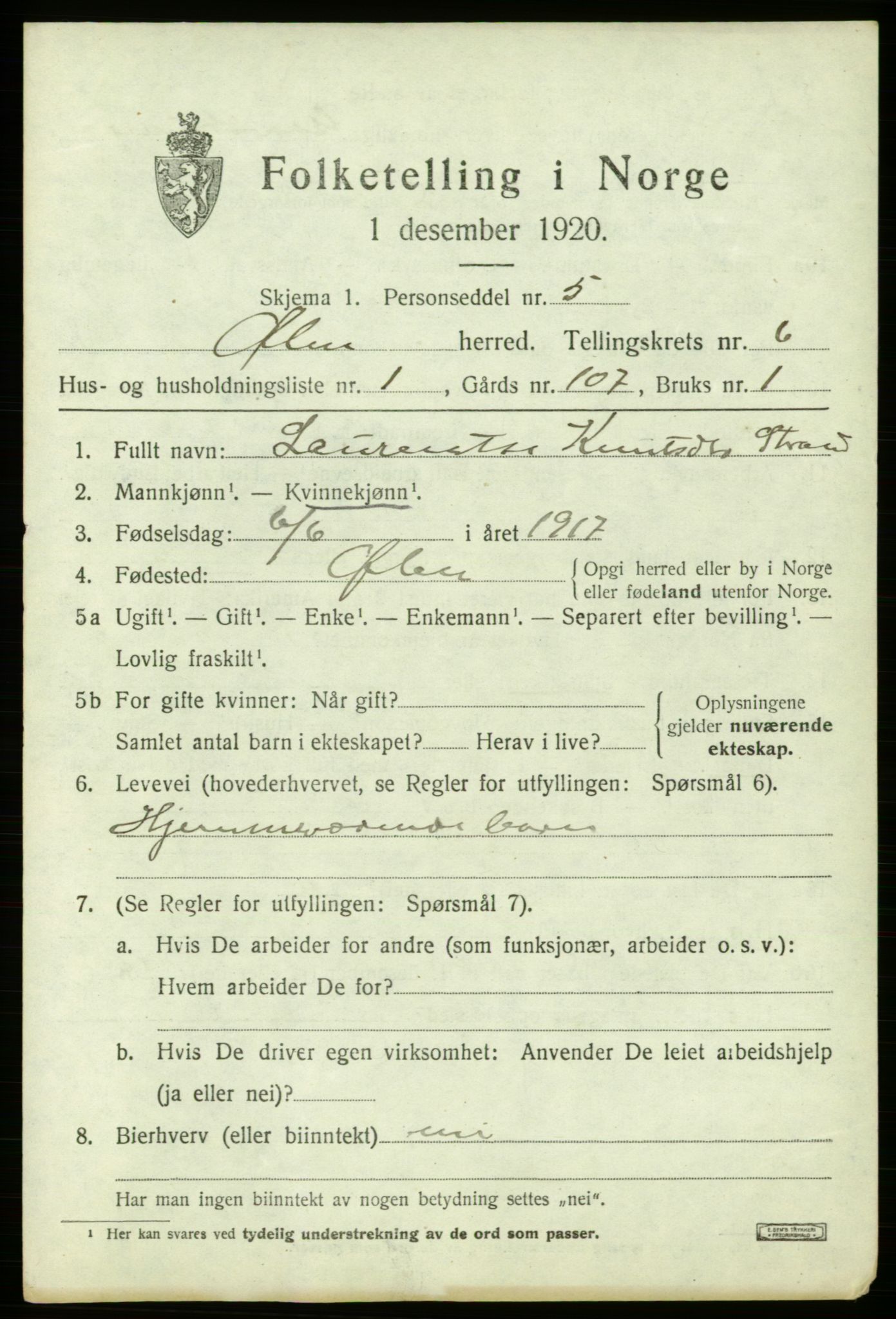 SAB, Folketelling 1920 for 1214 Ølen herred, 1920, s. 2775