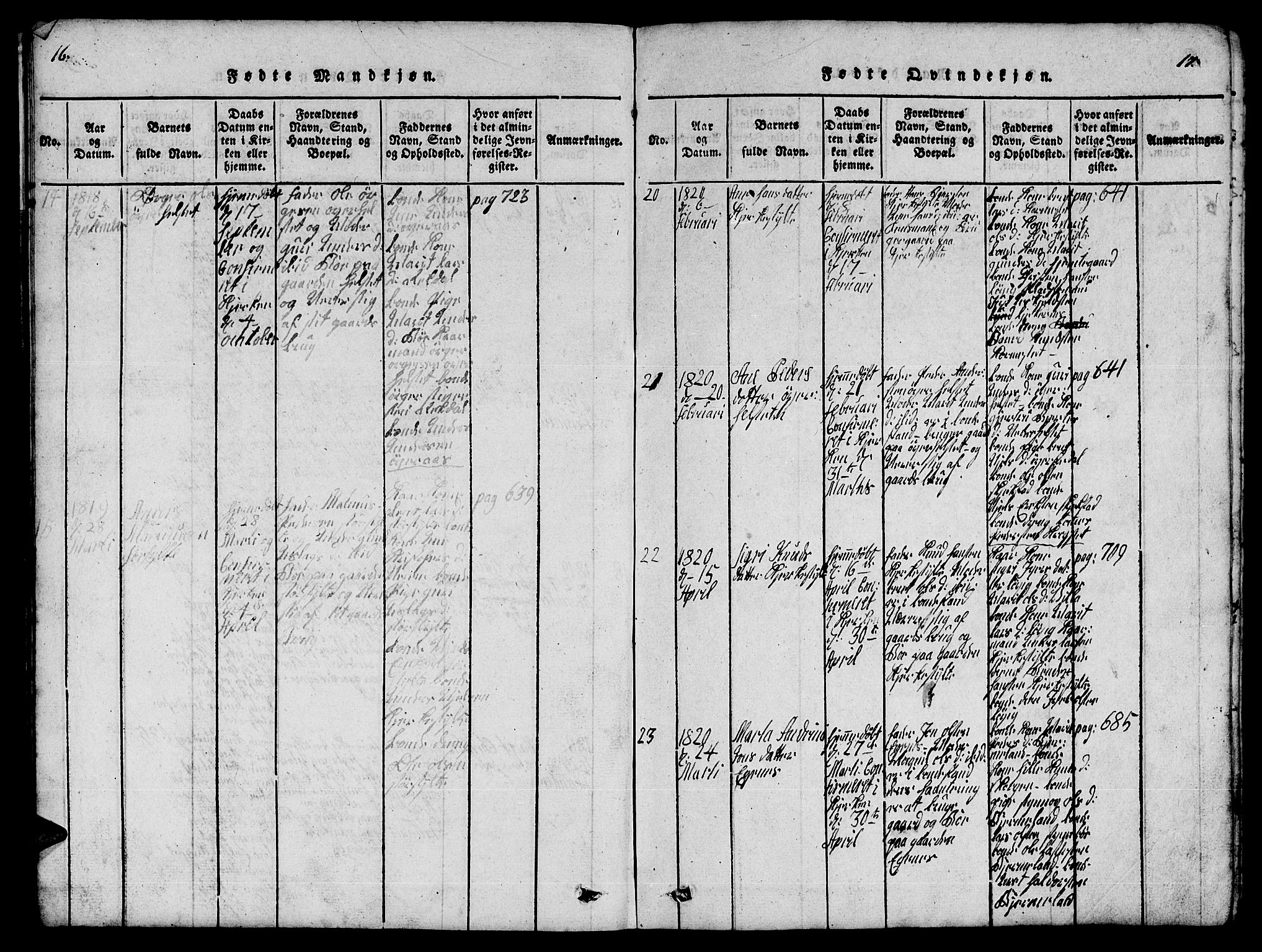 Ministerialprotokoller, klokkerbøker og fødselsregistre - Møre og Romsdal, SAT/A-1454/541/L0546: Klokkerbok nr. 541C01, 1818-1856, s. 16-17