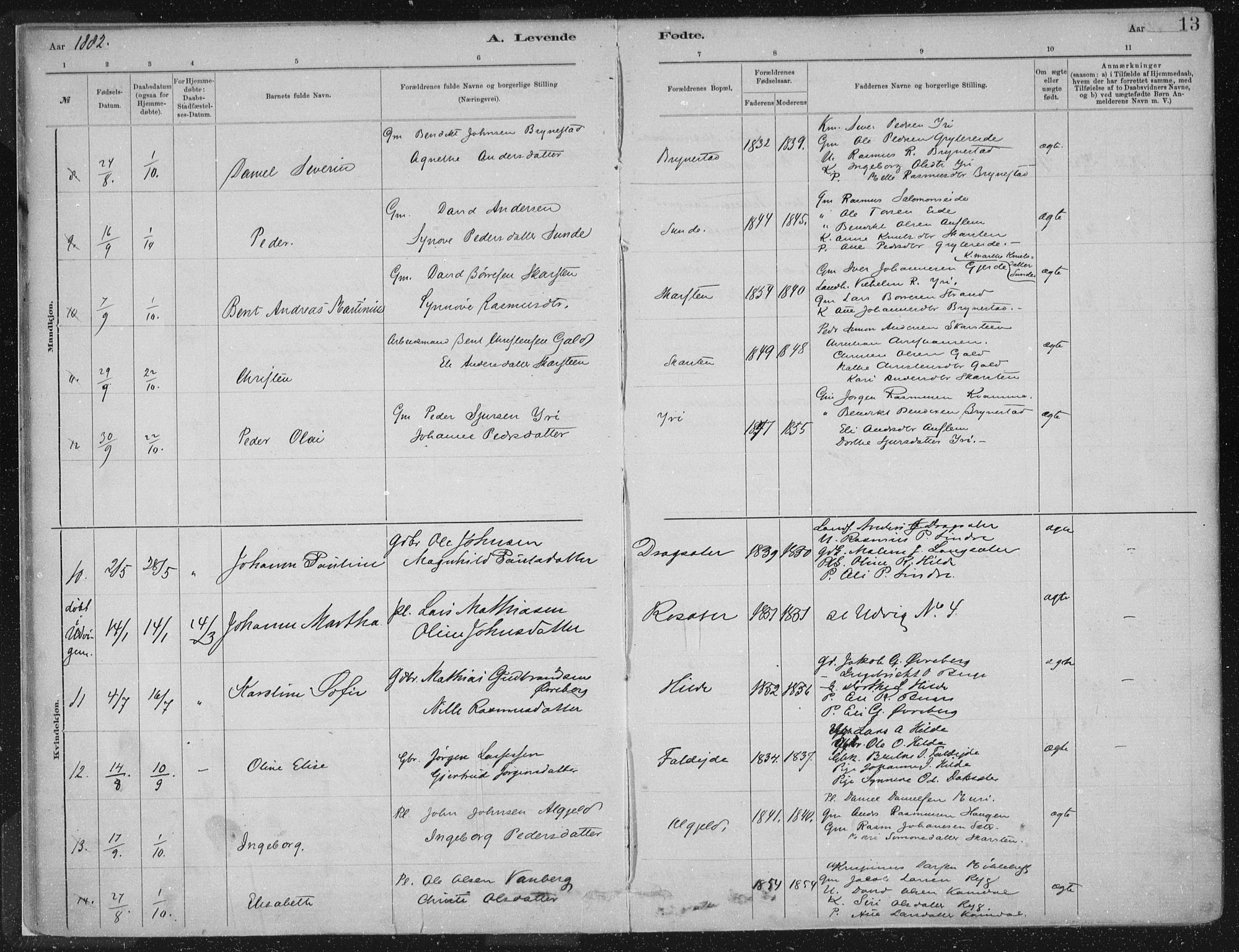 Innvik sokneprestembete, AV/SAB-A-80501: Ministerialbok nr. B  1, 1879-1902, s. 13