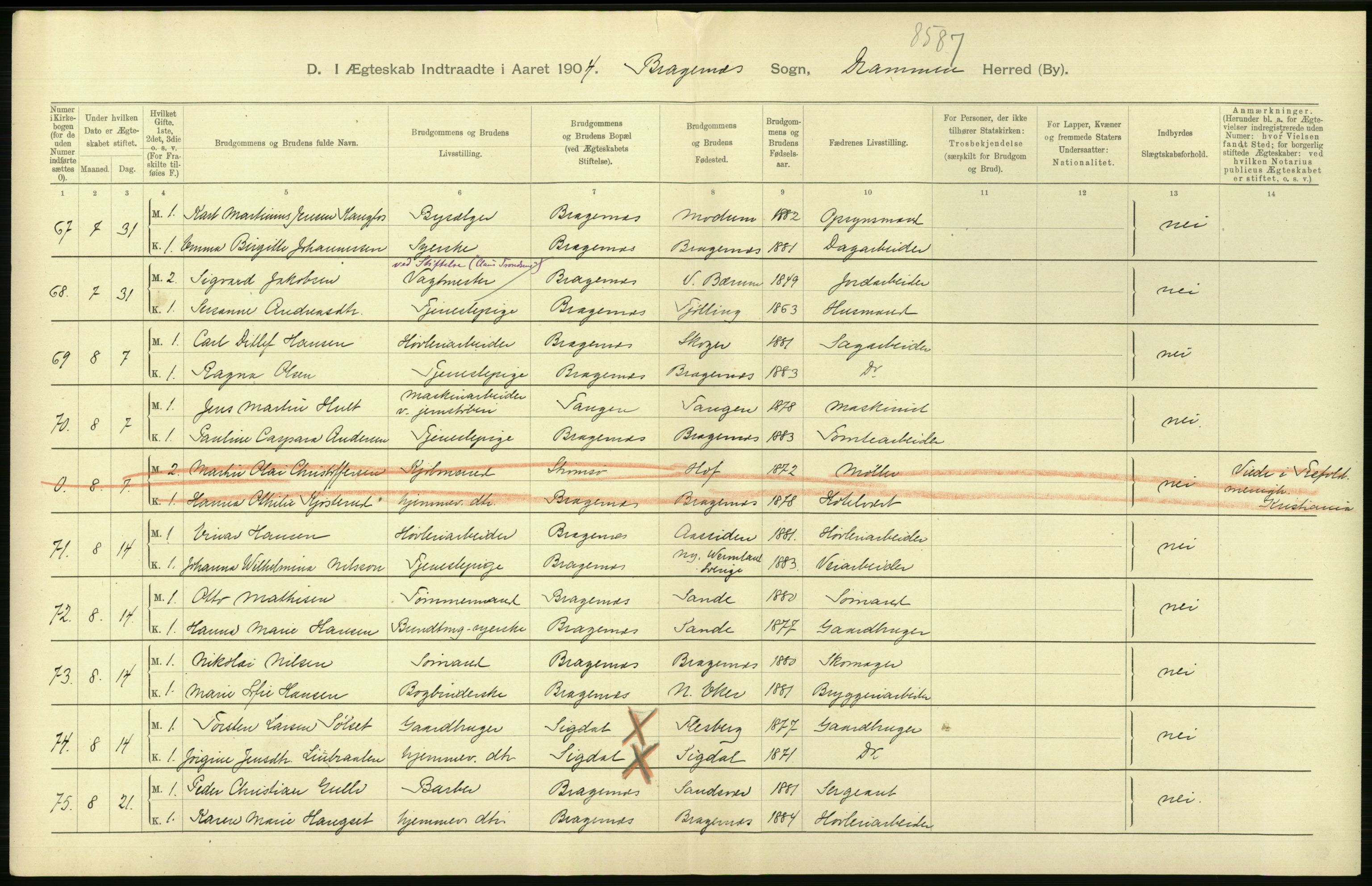 Statistisk sentralbyrå, Sosiodemografiske emner, Befolkning, AV/RA-S-2228/D/Df/Dfa/Dfab/L0007: Buskerud amt: Fødte, gifte, døde, 1904, s. 642