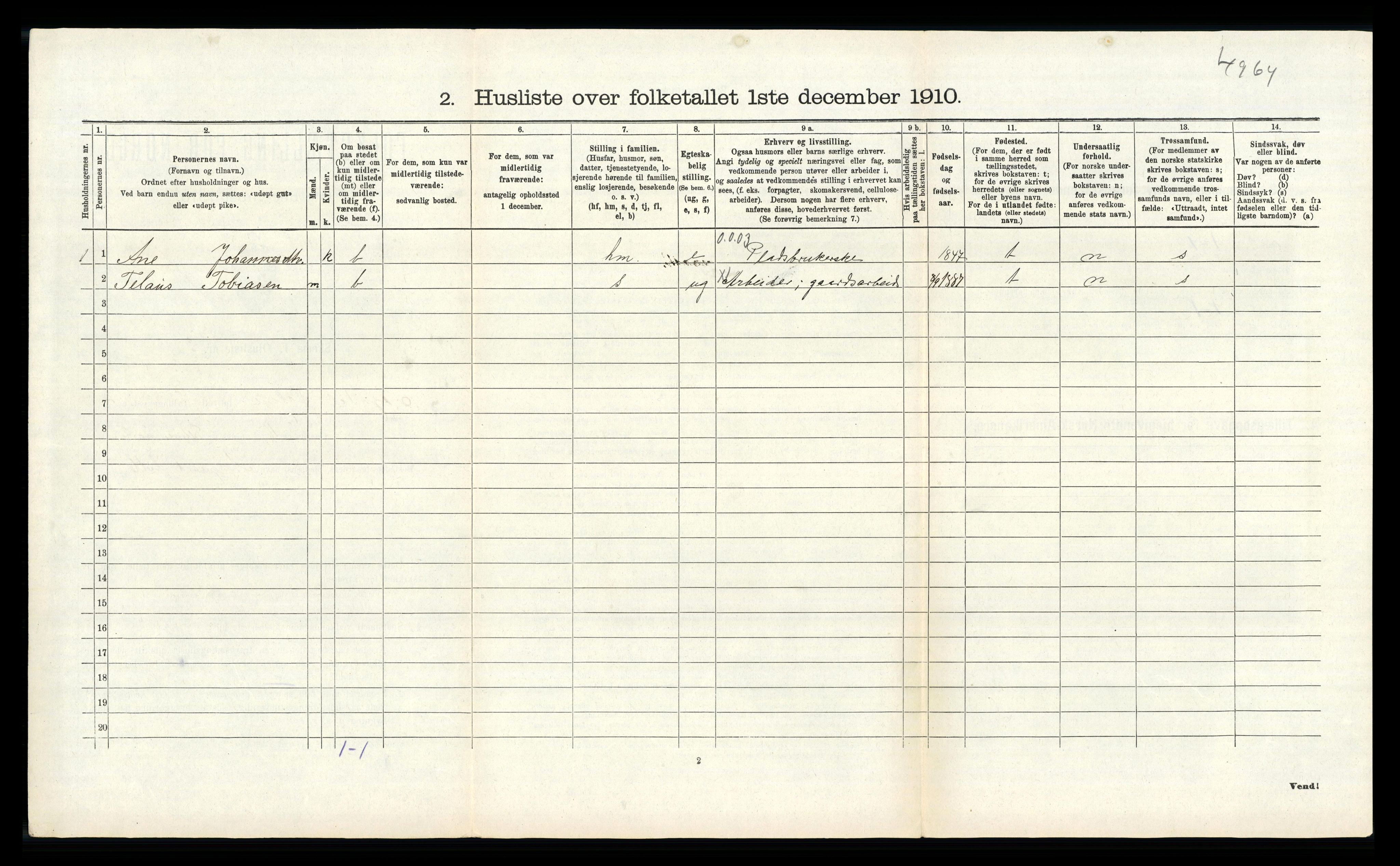 RA, Folketelling 1910 for 1111 Sokndal herred, 1910, s. 269