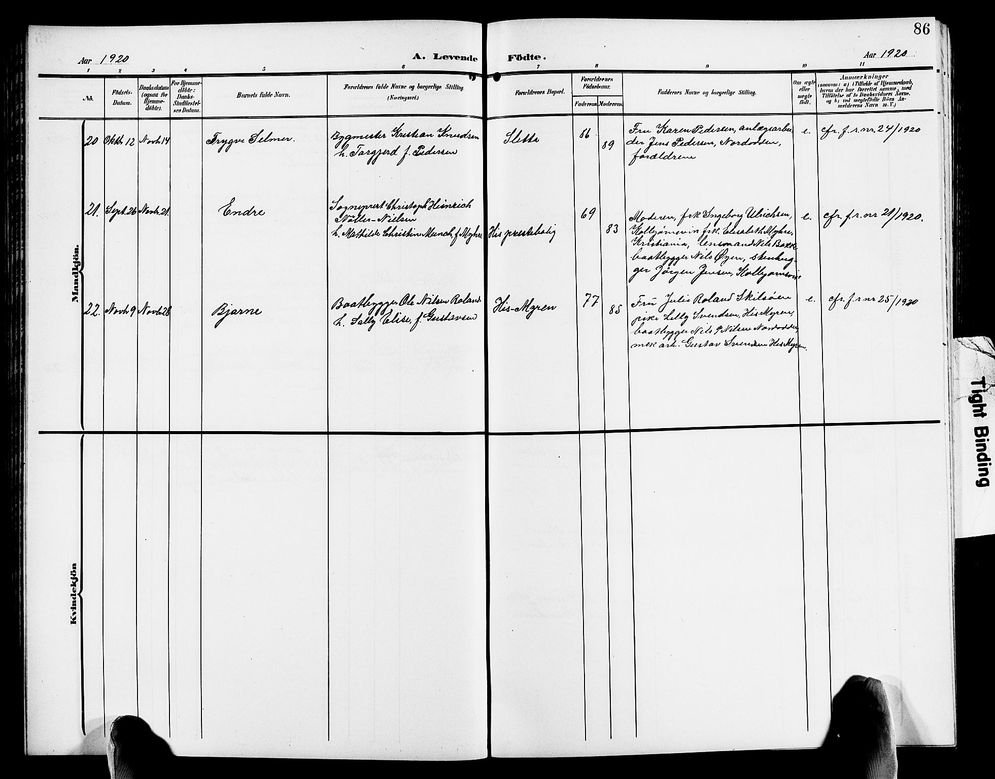 Hisøy sokneprestkontor, AV/SAK-1111-0020/F/Fb/L0004: Klokkerbok nr. B 4, 1905-1923, s. 86