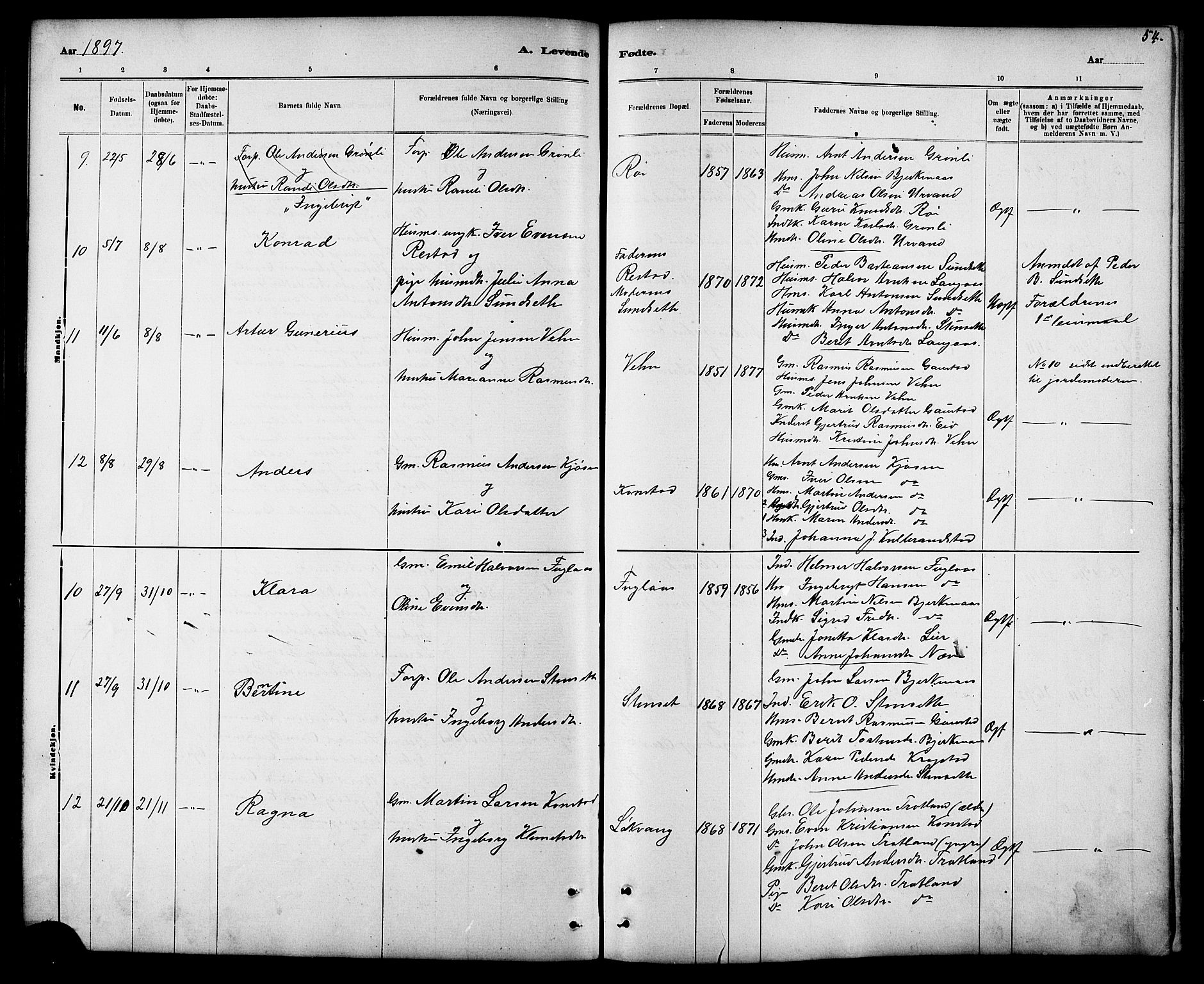 Ministerialprotokoller, klokkerbøker og fødselsregistre - Sør-Trøndelag, SAT/A-1456/694/L1132: Klokkerbok nr. 694C04, 1887-1914, s. 54