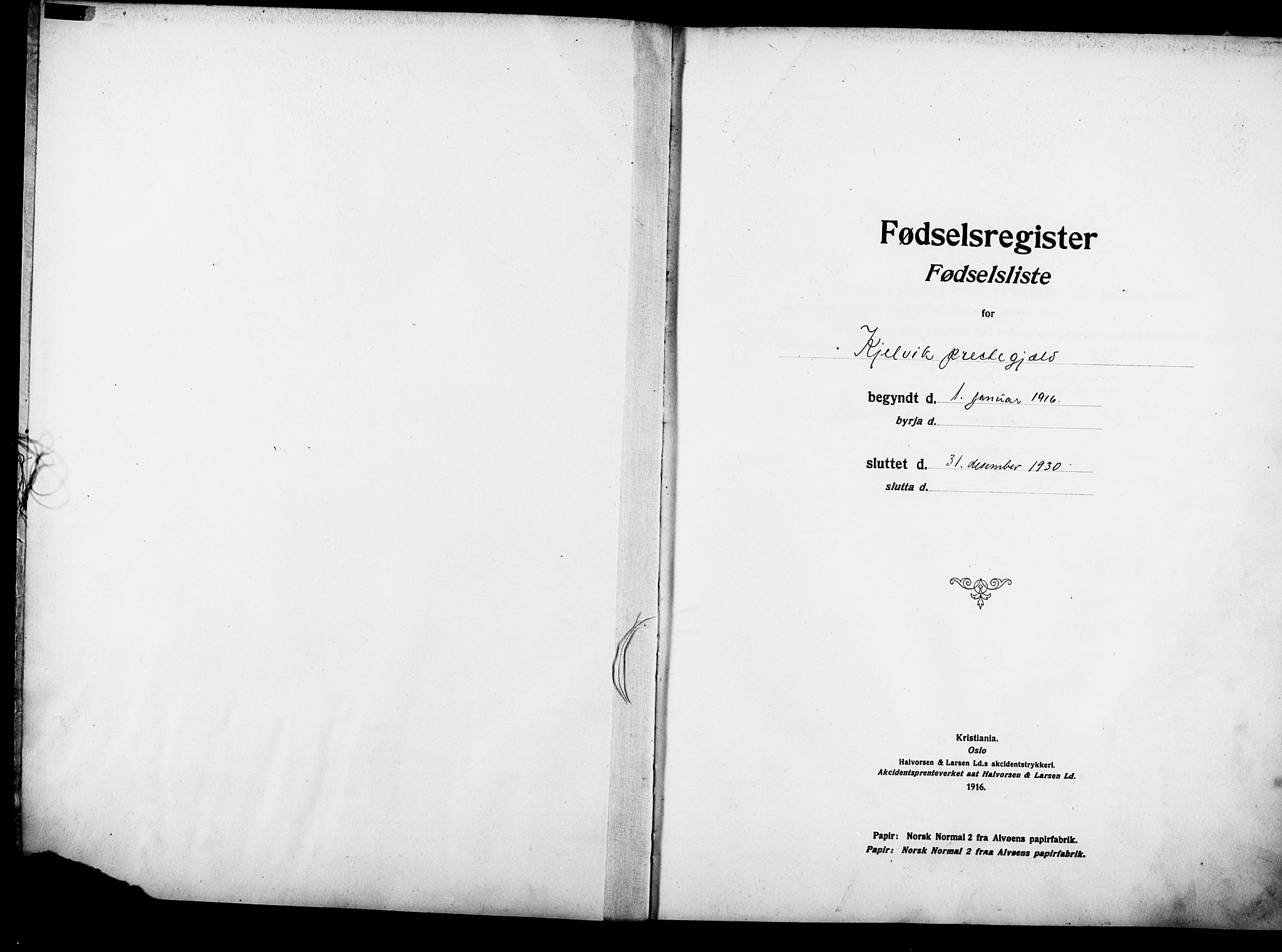 Kjelvik/Nordkapp sokneprestkontor, AV/SATØ-S-1350/I/Ia/L0015: Fødselsregister nr. 15, 1916-1930