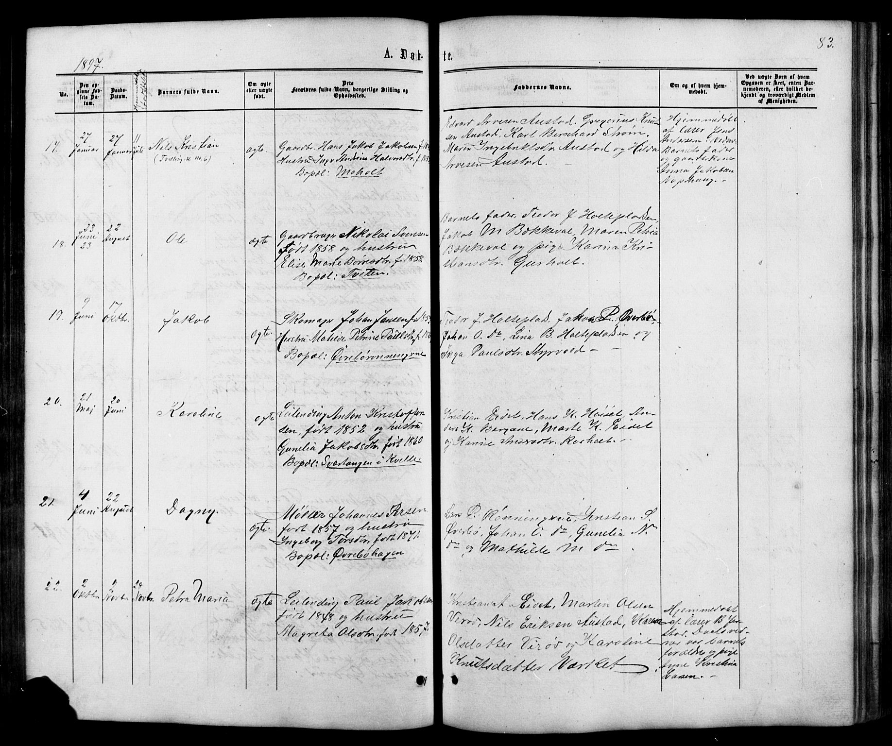 Siljan kirkebøker, AV/SAKO-A-300/G/Ga/L0002: Klokkerbok nr. 2, 1864-1908, s. 83