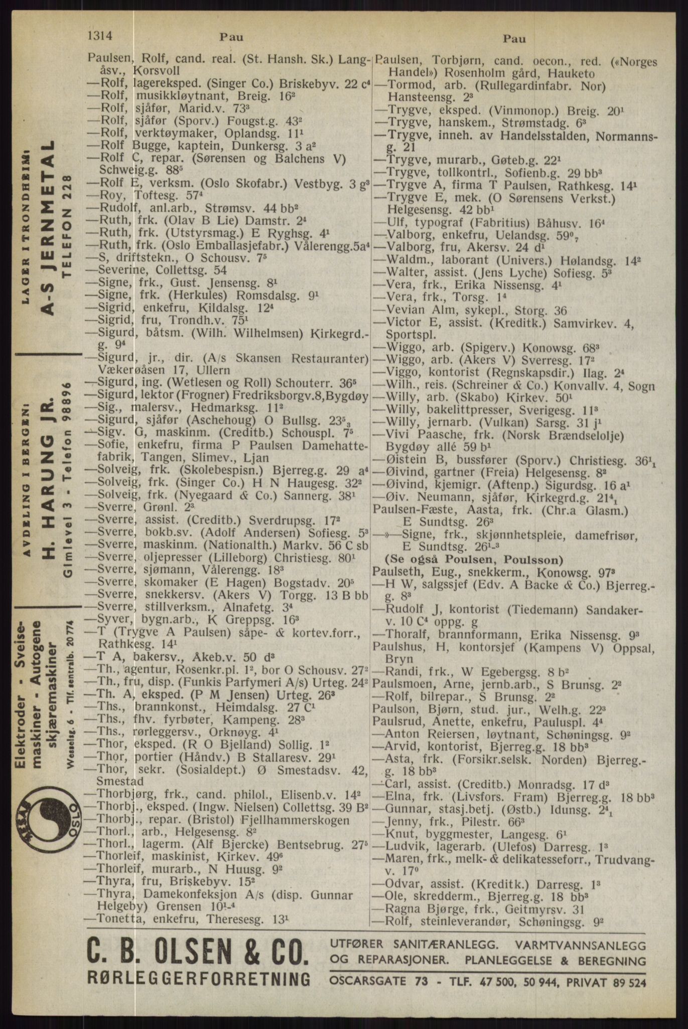 Kristiania/Oslo adressebok, PUBL/-, 1944, s. 1314