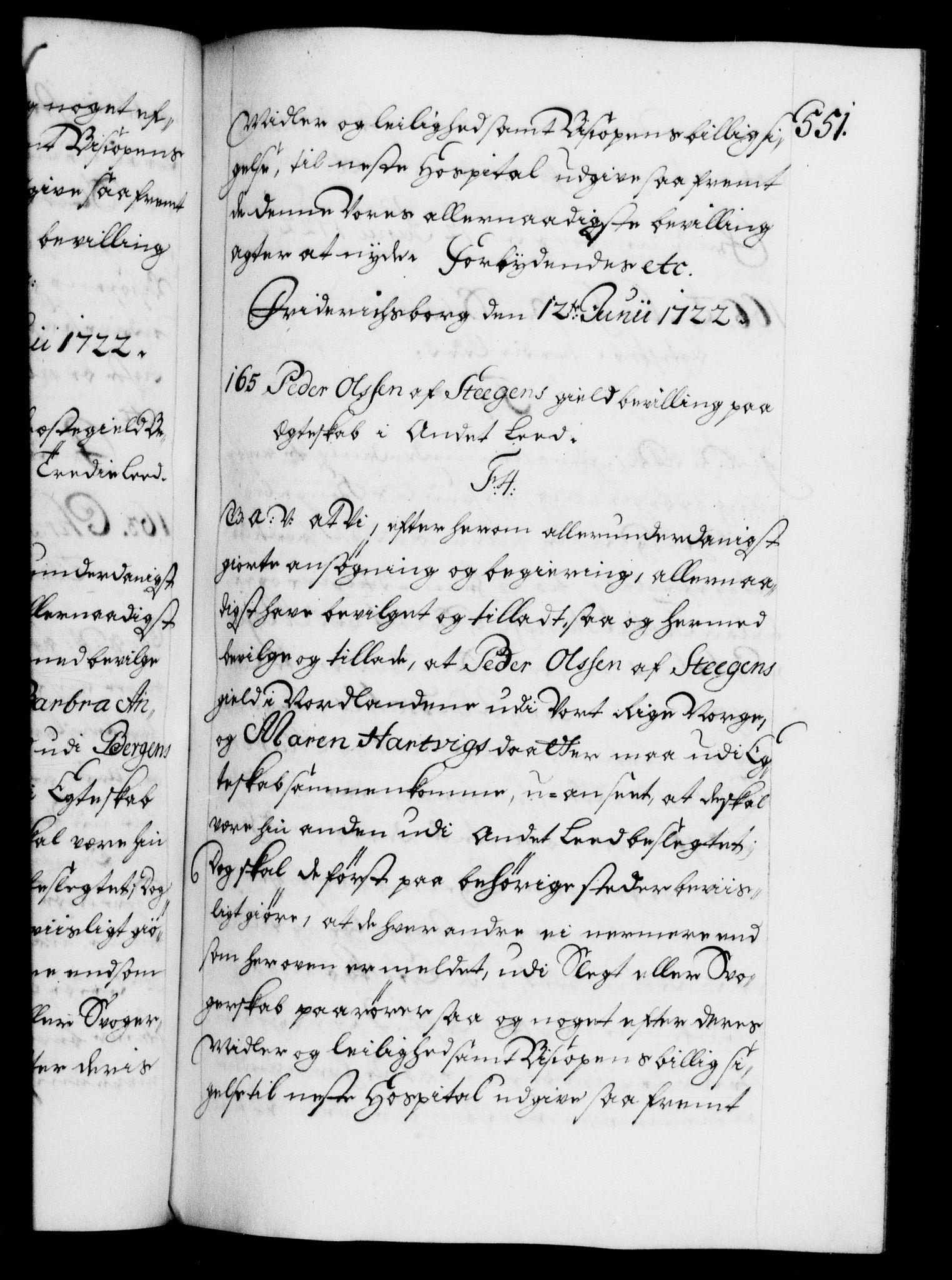 Danske Kanselli 1572-1799, RA/EA-3023/F/Fc/Fca/Fcaa/L0023: Norske registre, 1720-1722, s. 551a